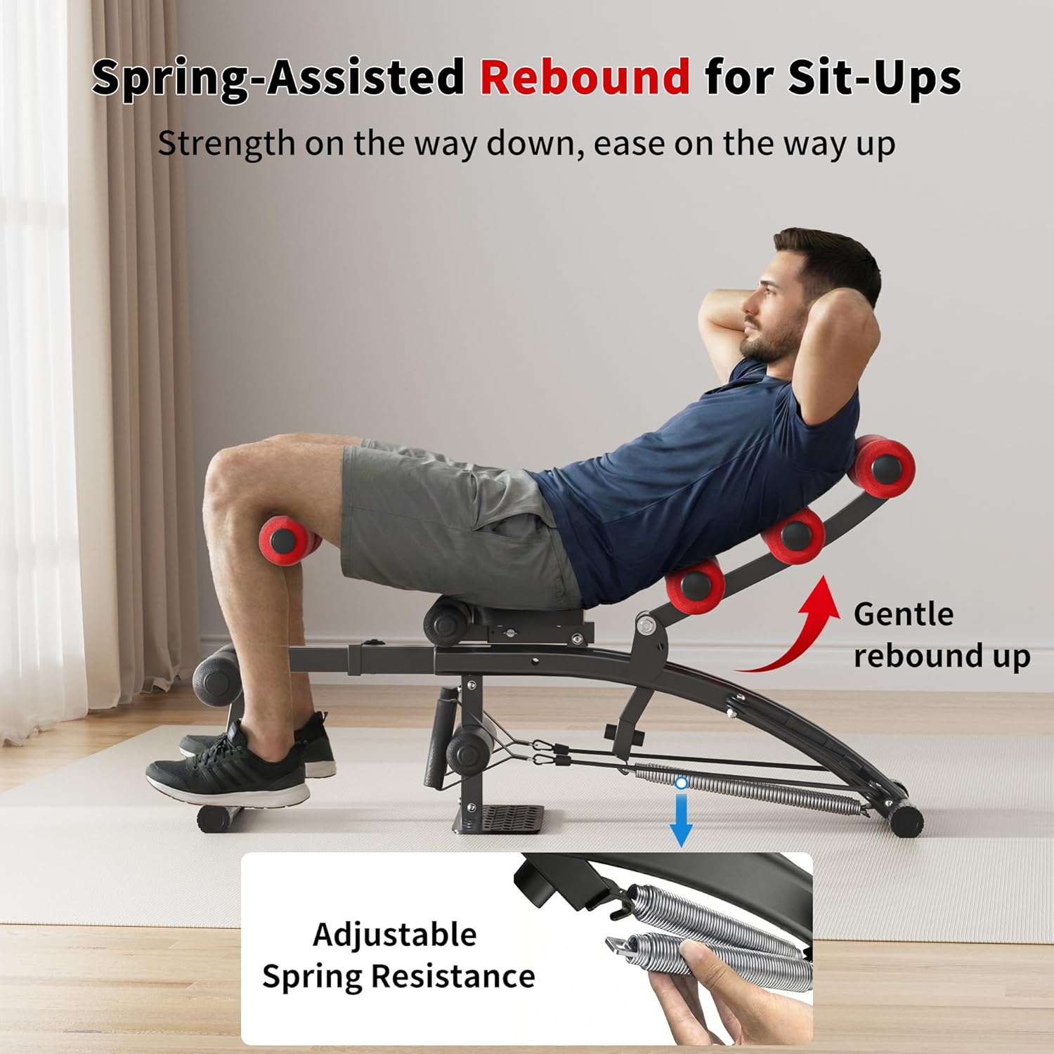 seanleecore Ab Machine with Squat machine, Multi-Functional Adjustable Ab Trainer, Ab Workout Bench for Home Gym, Sit Up Machine for Abdominal & Glutes, Exercise Chair for Full Body Workout