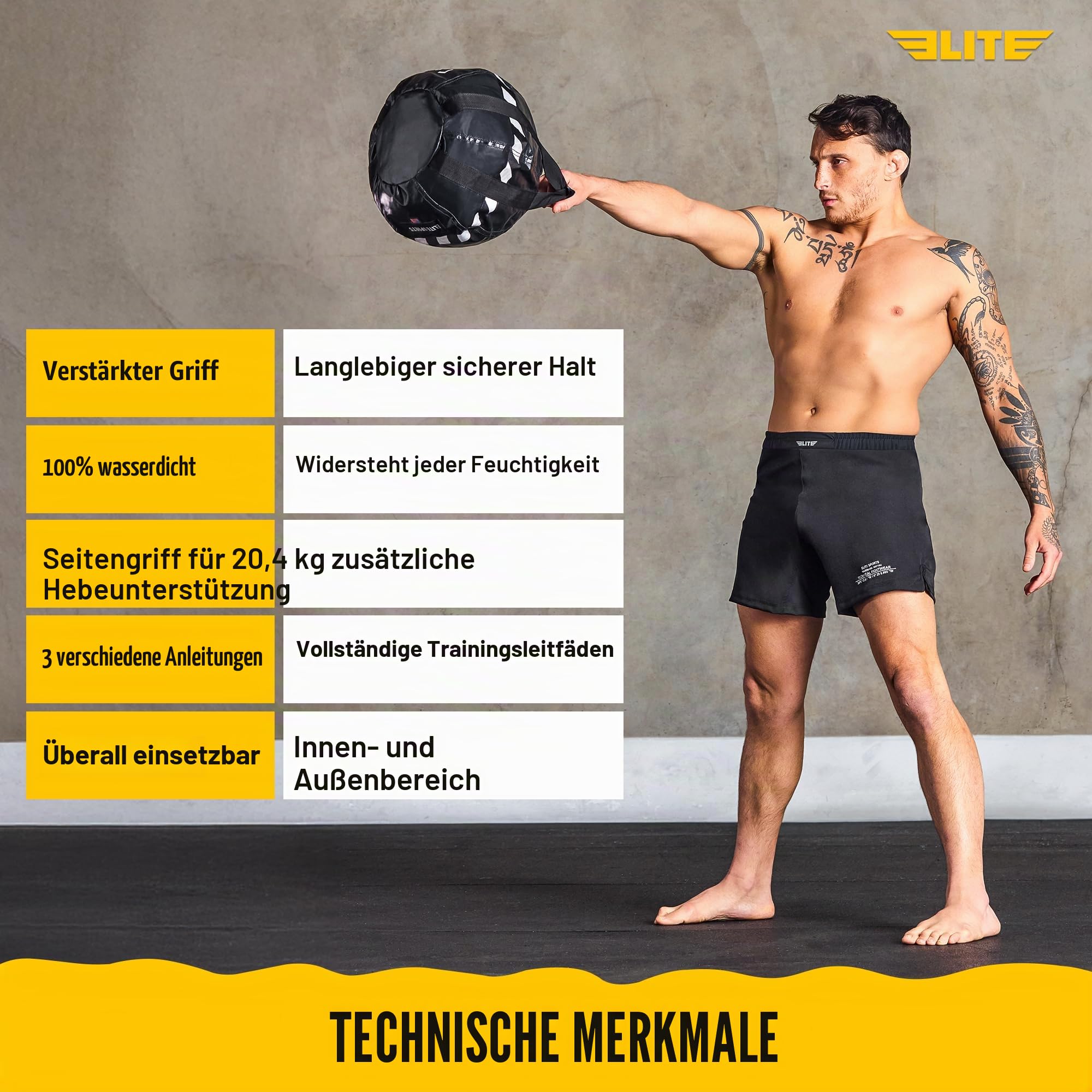 Kettlebell Sandsack - Heavy Duty Sand Weights Bag for Cross Training, Krafttraining, Workout, Functional Fitness, Adjustable Weight, Durable Training Equipment for Home & Gym (Ungefüllt)