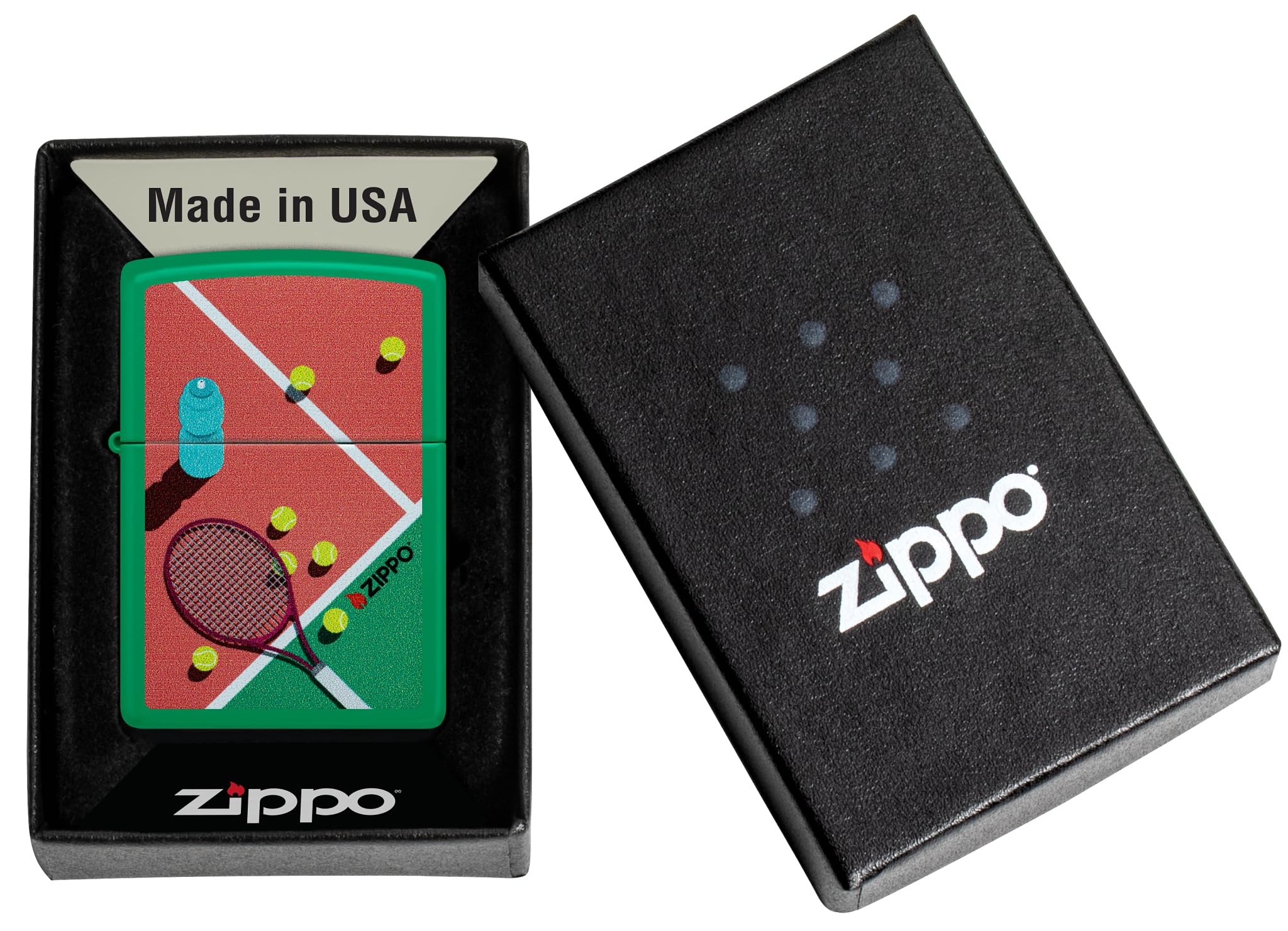 Zippo Accendino tempesta – Tennis, Grass Green Matte, Color Image – Ricaricabile – Riutilizzabile – Design antivento – Confezione regalo – Made in USA