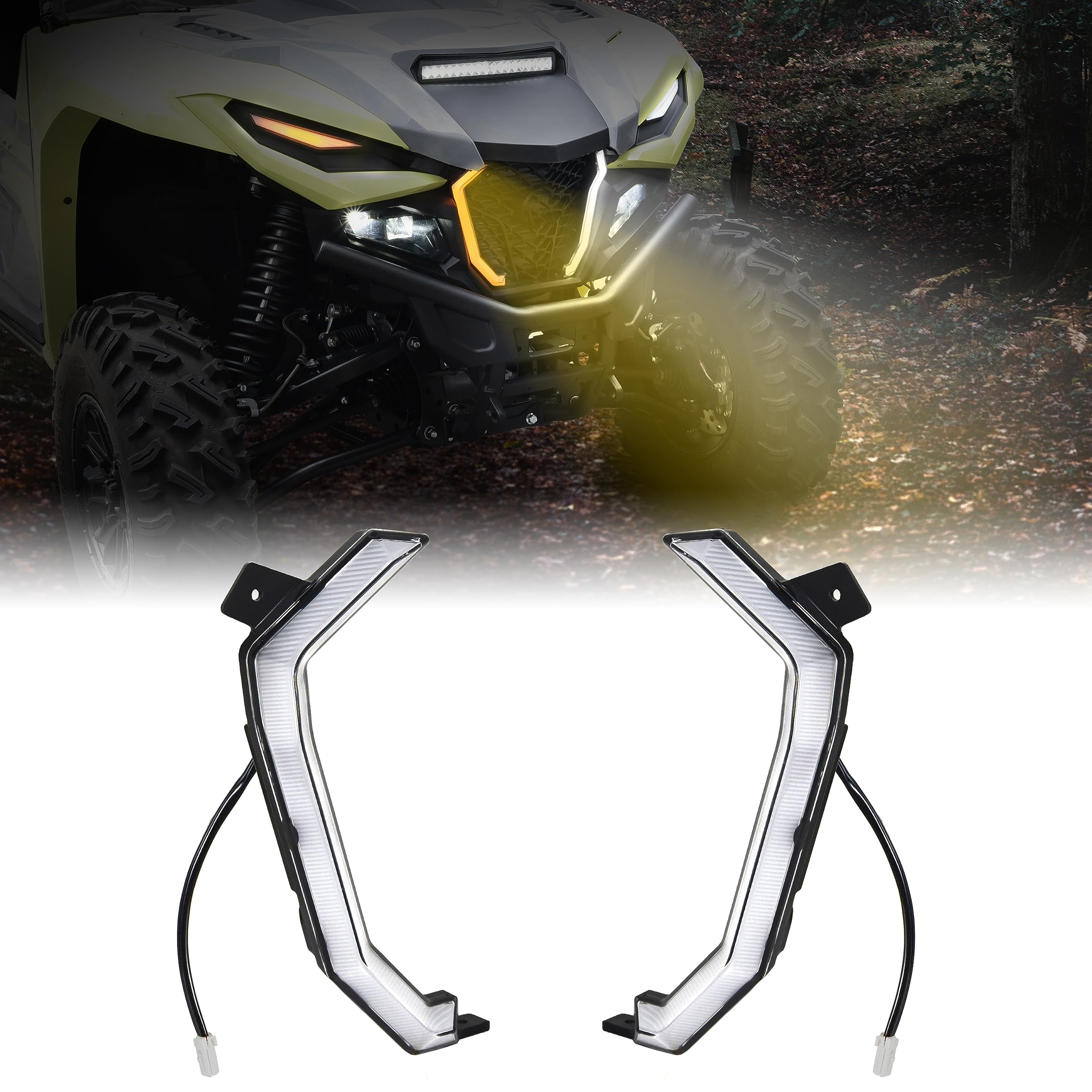 Plug & Play LED Turn Signal Fang Lights for Yamaha RMAX 1000 21-25, Front Grille Accent Lights Signature Center Grill Lamp for Yamaha Wolverine RMAX2 RMAX4 1000 2021-2025 Accessories, 2PCS