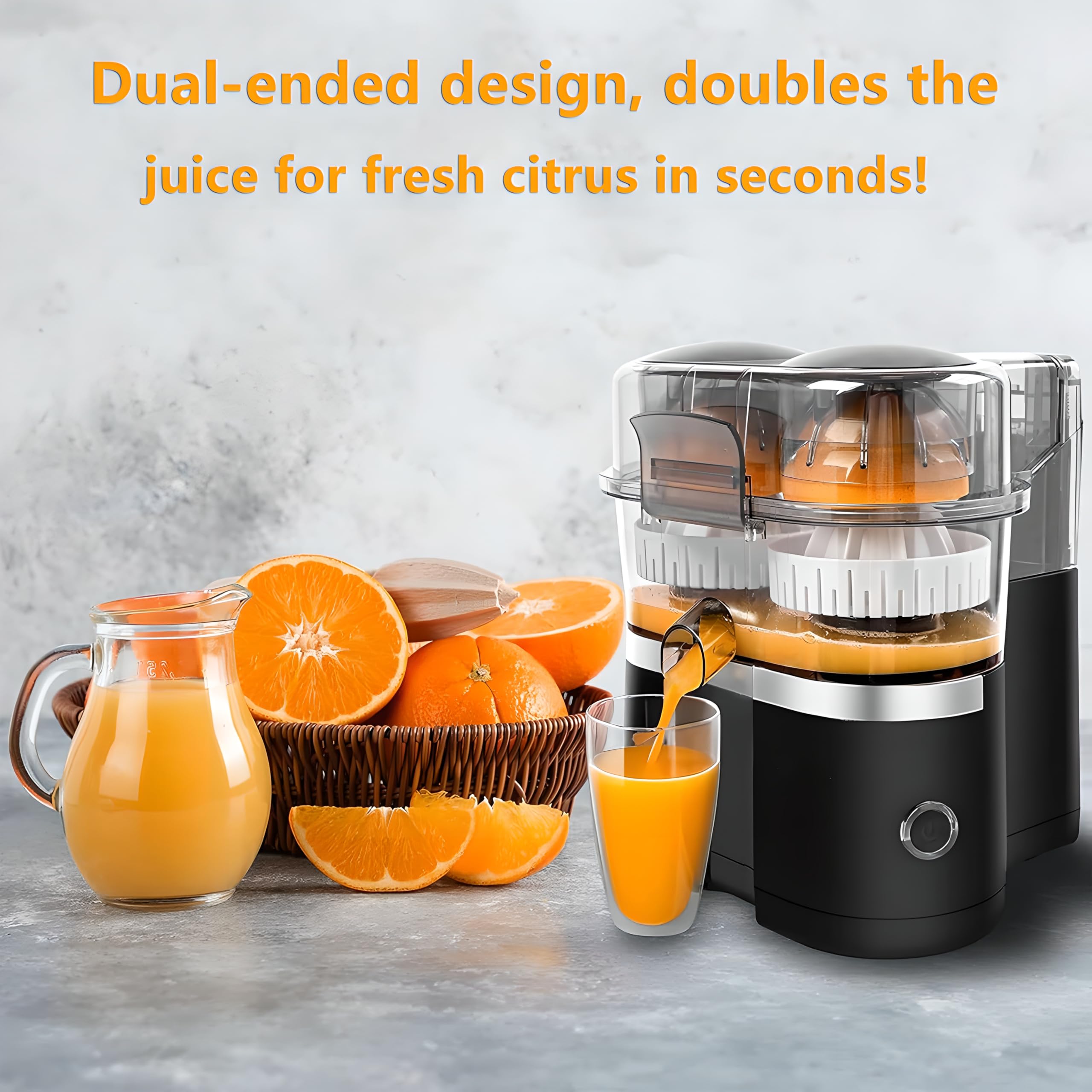 Extraits de jus d'agrumes électriques à Double tête Oranges Citrons Fast 18000RPM Moteur Silencieux Compact en Acier Inoxydable Design Maison Cuisine Café Boutique Prêt Frais Machine à jus