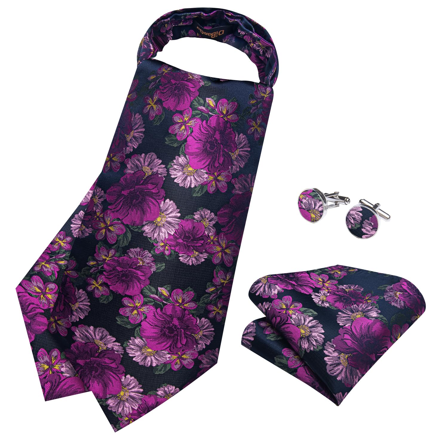 DiBanGu Jacquard Woven Ascot Silk Cravat Set for Men Wedding