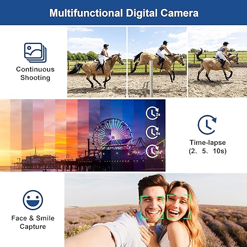 Miniatura 7 de Cámara digital 4K, enfoque automático de 48 megapíxeles, cámara de vlogging para fotografía, cámara compacta de YouTube con flash, zoom digital 18X,