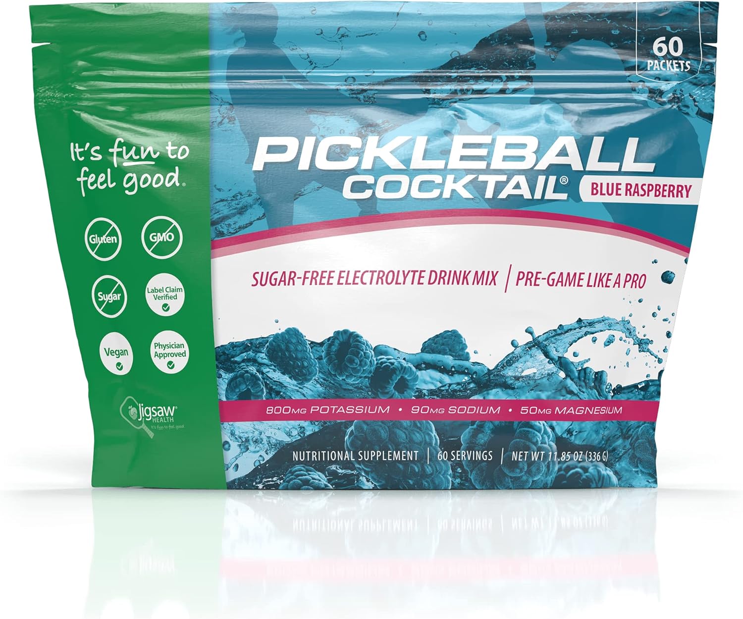 Jigsaw Health Pickleball Cocktail (60 Servings Packets, Blue Raspberry) Health
