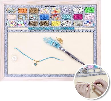 hobbyworker The Beading Mat,Bead Board with Wooden Tray for Jewelry Making and Beading Supplies