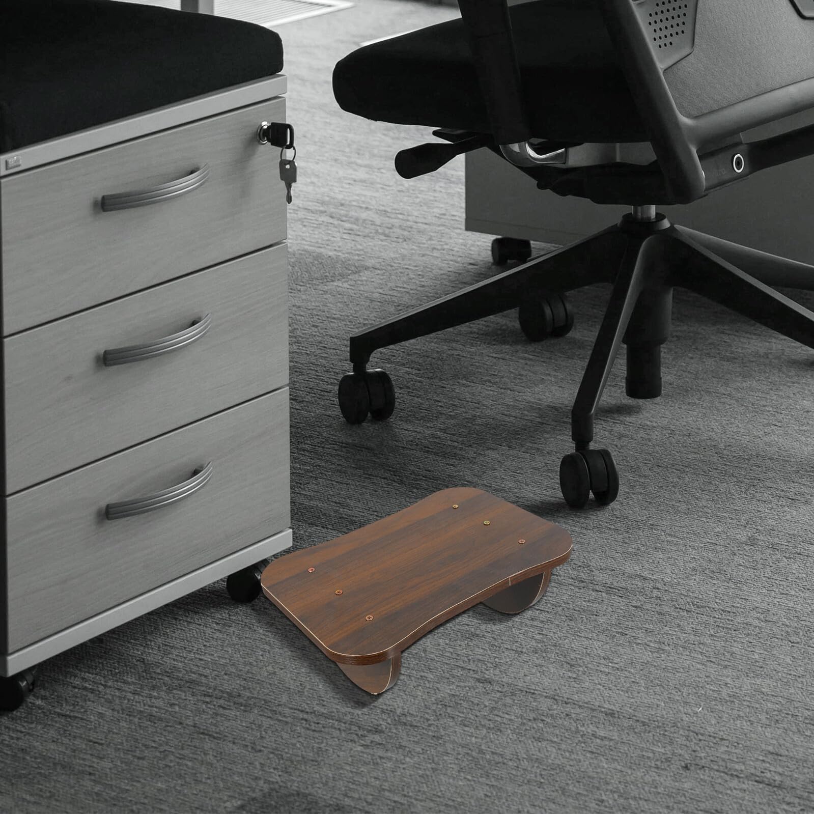 Poggiapiedi da Scrivania in Legno Design Salvaspazio e Regolazione Altezza, Rettangolare Moderno per Uso Sotto Scrivania in Ufficio e Gaming