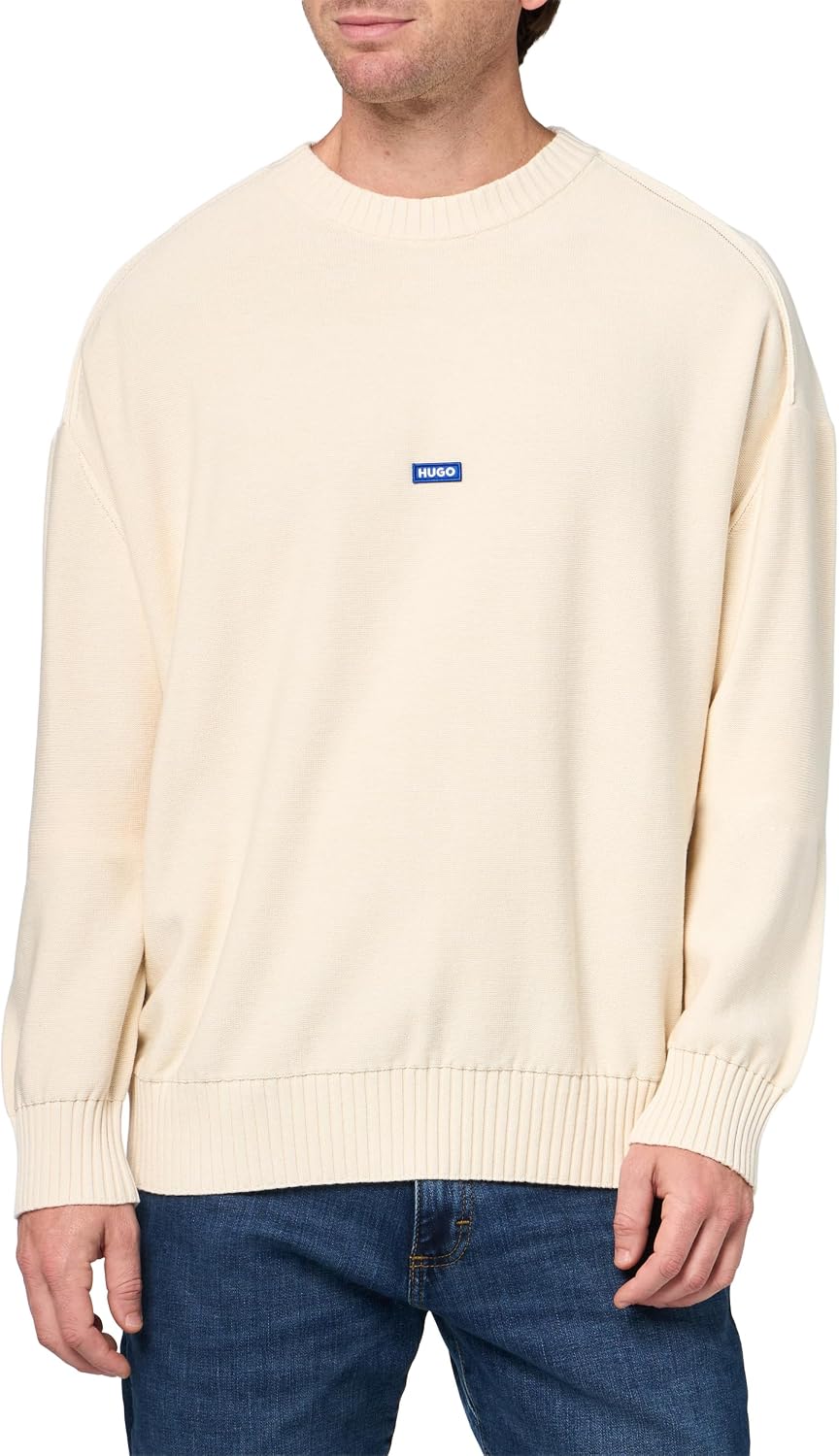 HUGO Men's Crewneck Cotton Knit Sweater