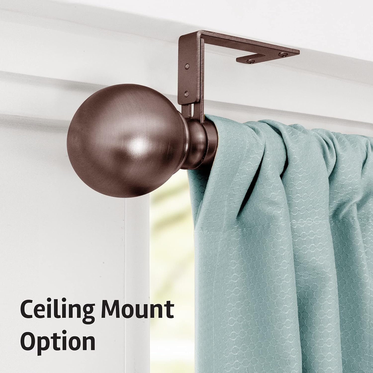 Curtain Rods for Windows 48 to 120 Inches, Adjustable Single Decorative Drapery Rod, Easy Install Window Curtain Rod, Perfect Leveling, No Measuring, 1-Inch Diameter, Ball Finials, Oil Rubbed Bronze