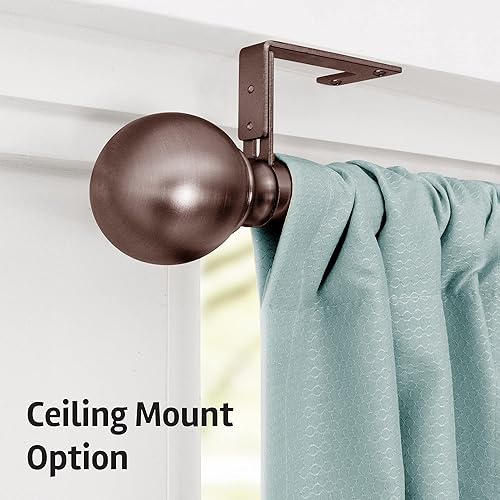 Miniatura 5 de Maytex Barra de cortina de ventana fácil de instalar no necesita medición 18 a 48 pulgadas con remates de bola decorativos bronce aceitado