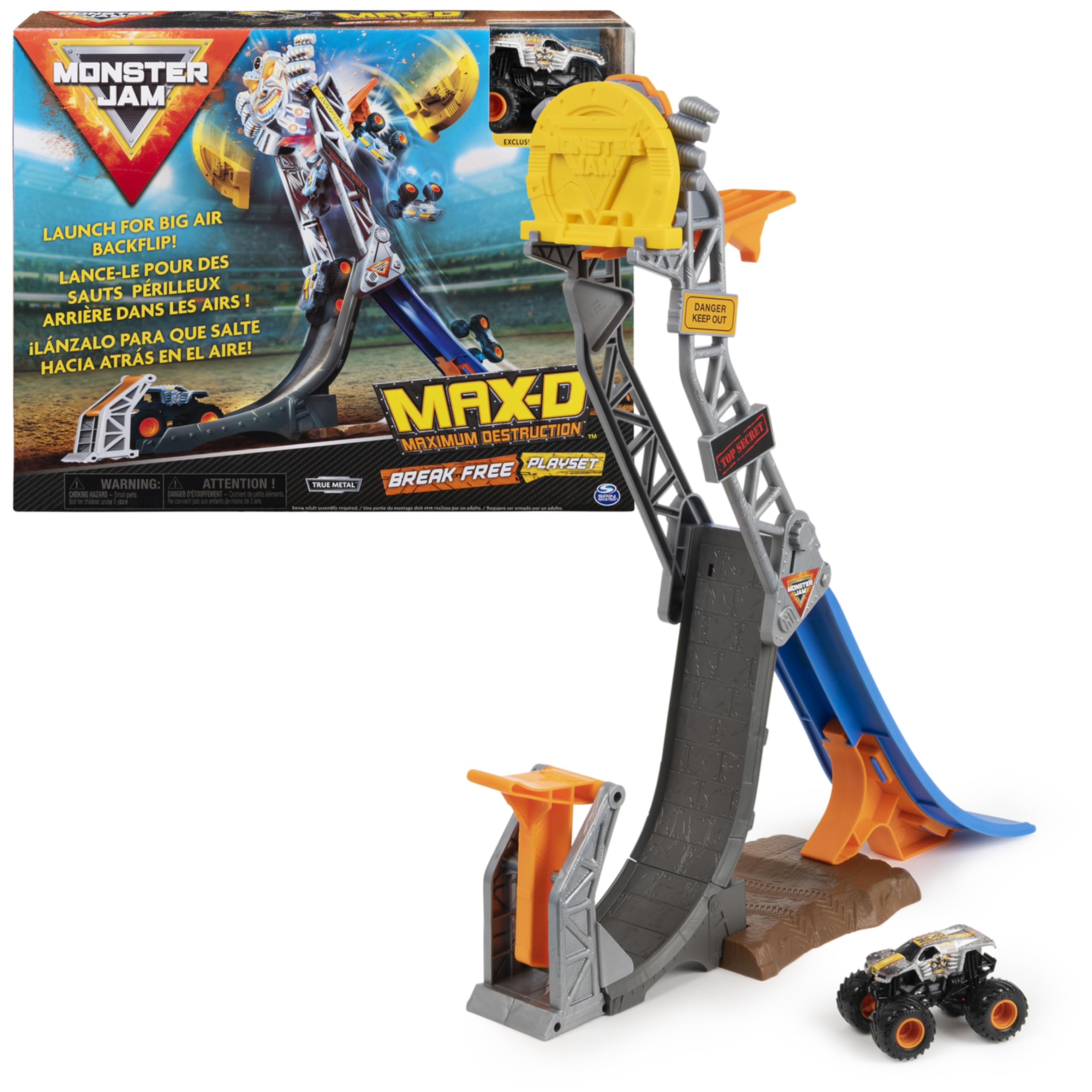 Monster Jam, Official Max-D Break Free Playset with Exclusive 1:64
