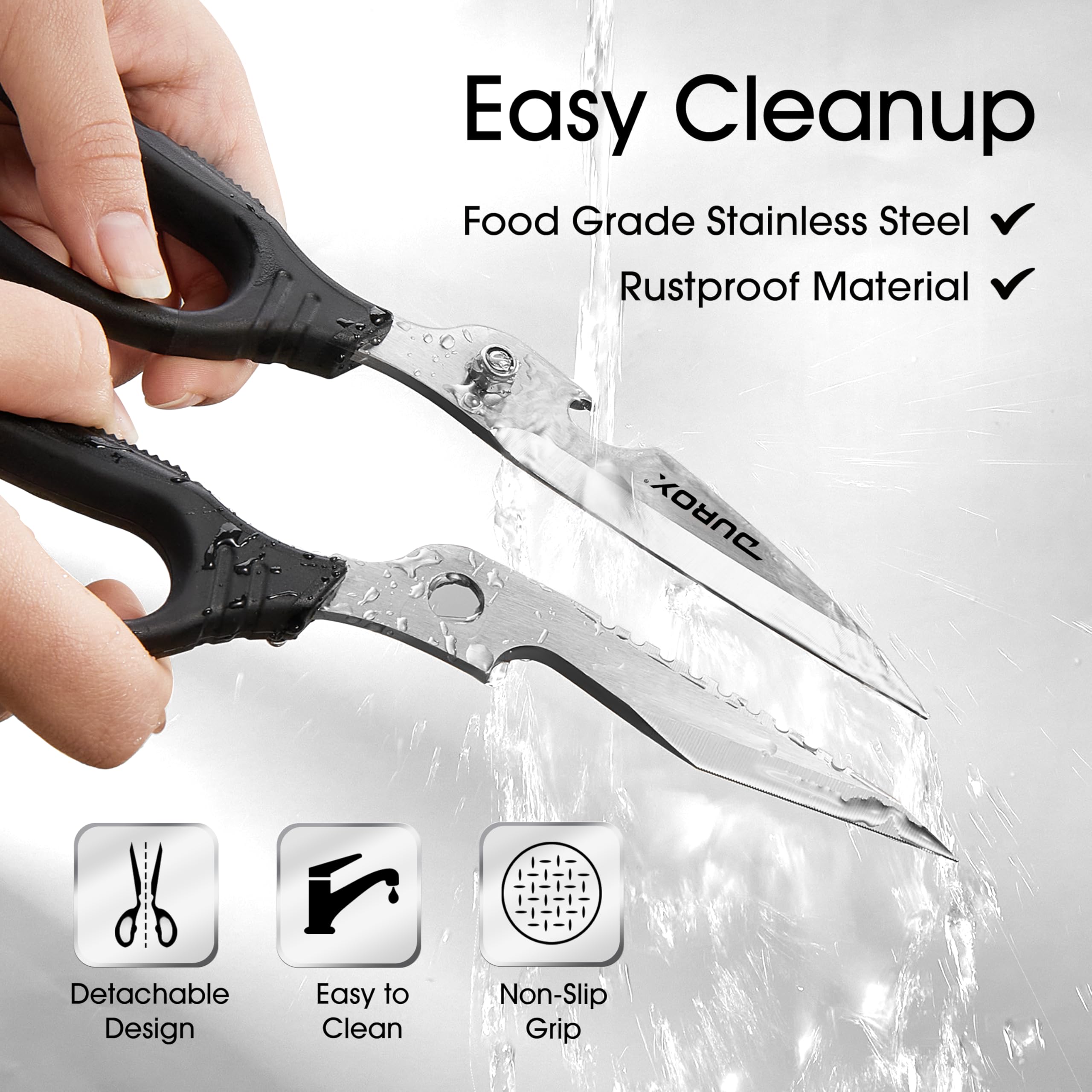 DUROX Forbici da cucina in acciaio inox multifunzione con affilatore smontabili