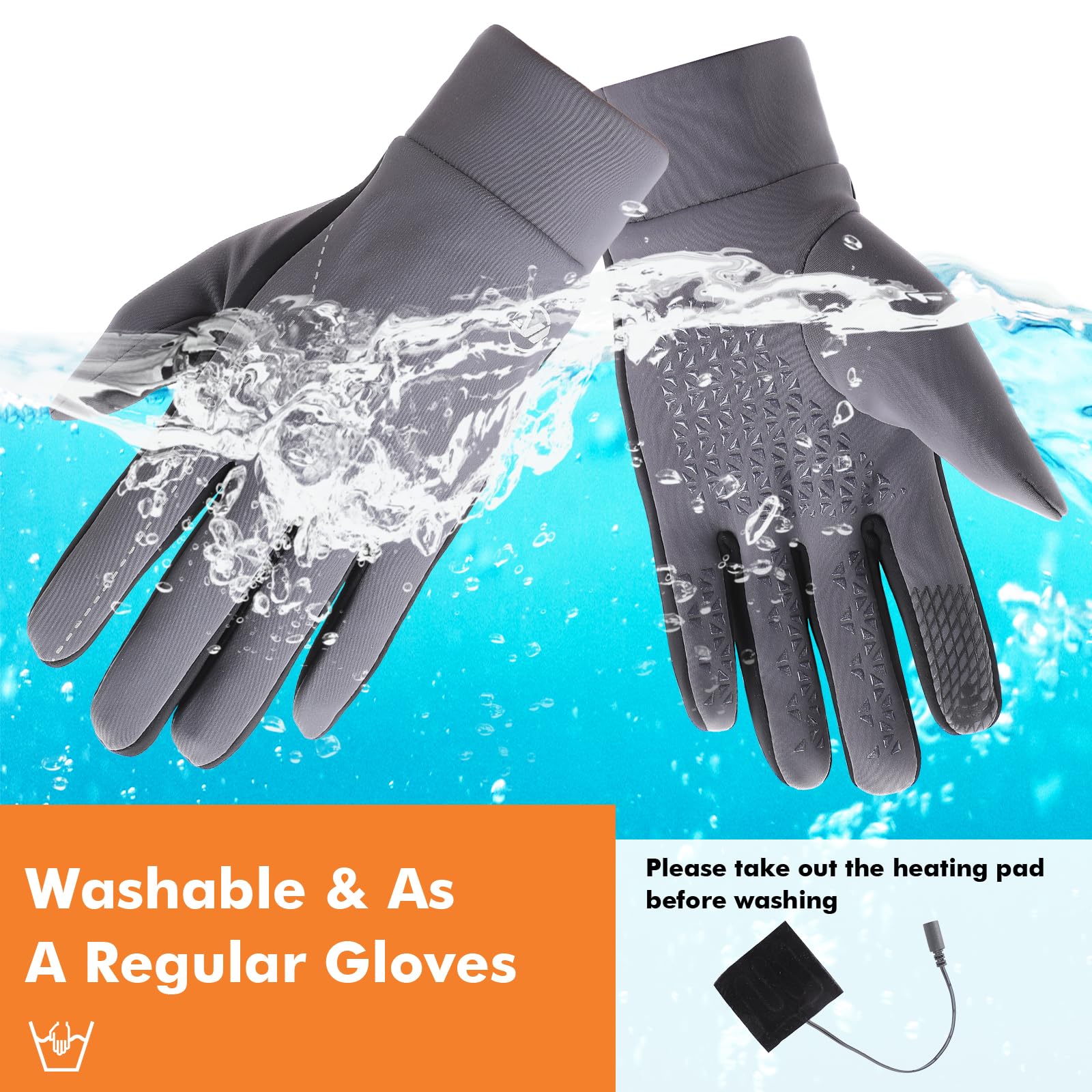 USB Guantes Calefactables, 3 Guantes de Temperatura Ajustable Impermeables Antideslizante Guantes Invierno Guantes Eléctricos Calefactables con Dedos Completos para Outdoor Ciclismo Senderismo