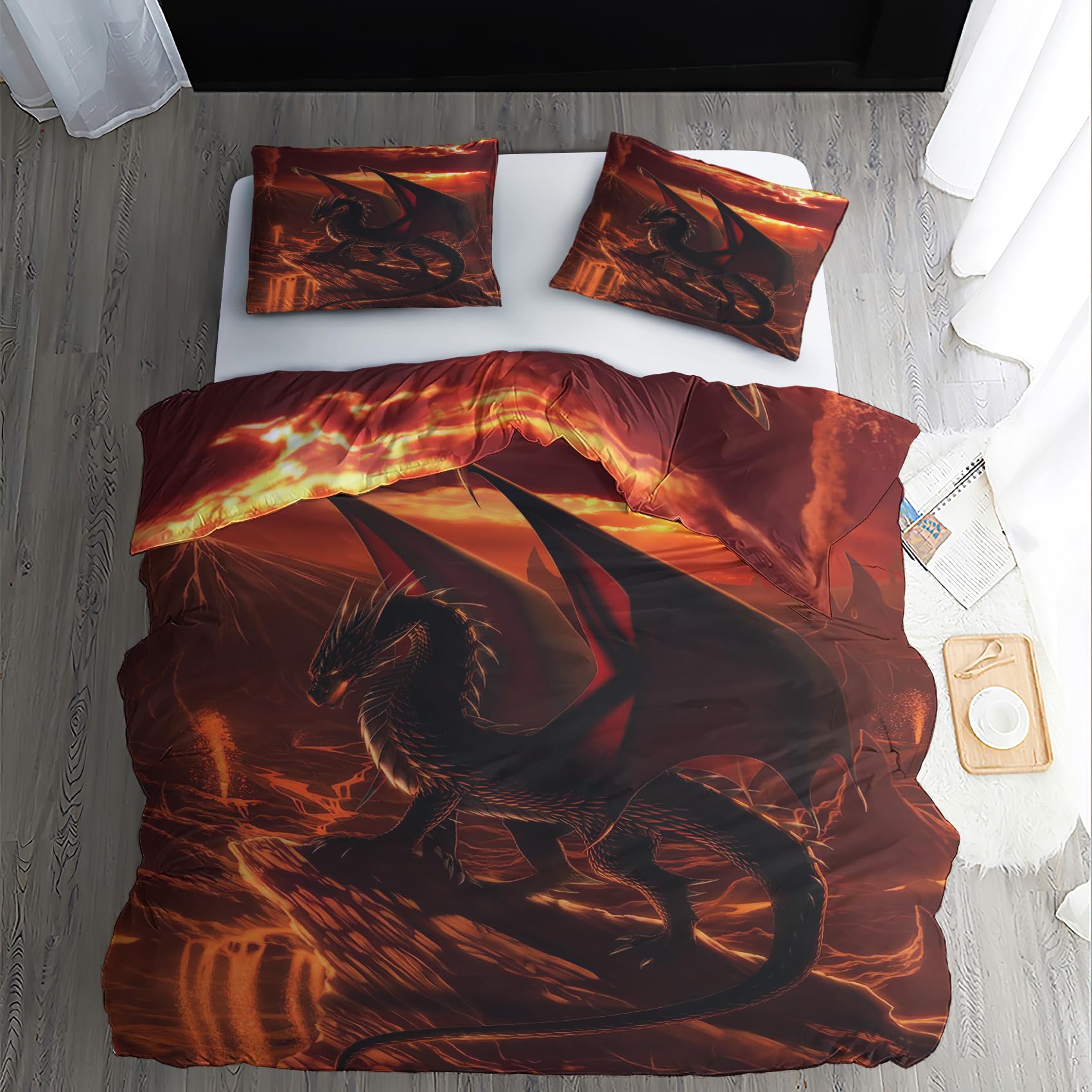 Zcwl Chinesischer Drache Bettwäsche 140x200, Ozean Wave Loong