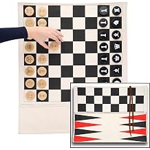 Pacific Shore Games Cloth Rollup Travel Chess, Checkers and Backgammon Game Set