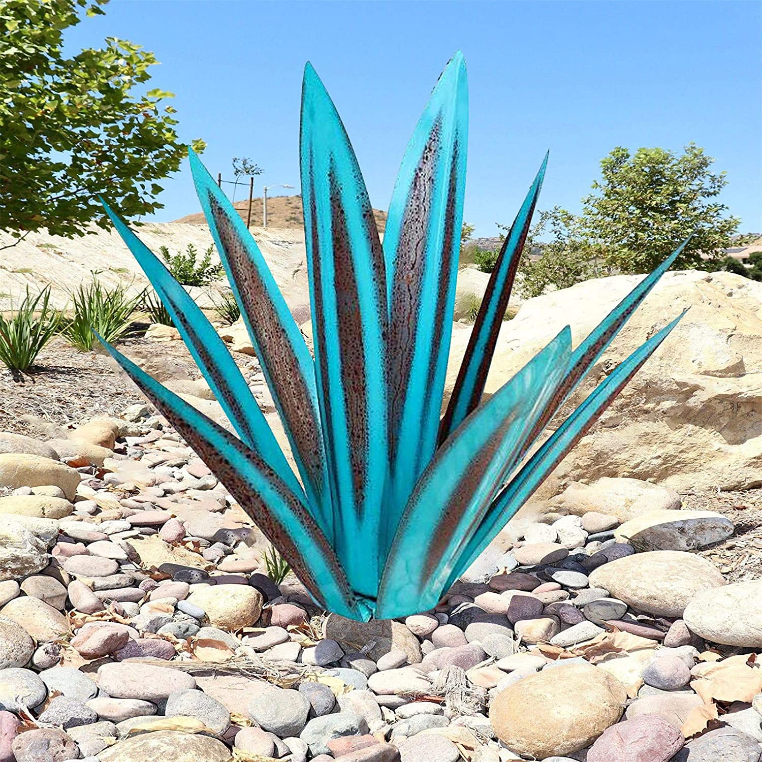Kktx Beach Tequila Rustic Sculpture, Diy Metal Agave Plant Art Tequila Rustic Sculpture, Garden Figurines, Yard Stakes Lawn Ornaments For Outdoor Patio,