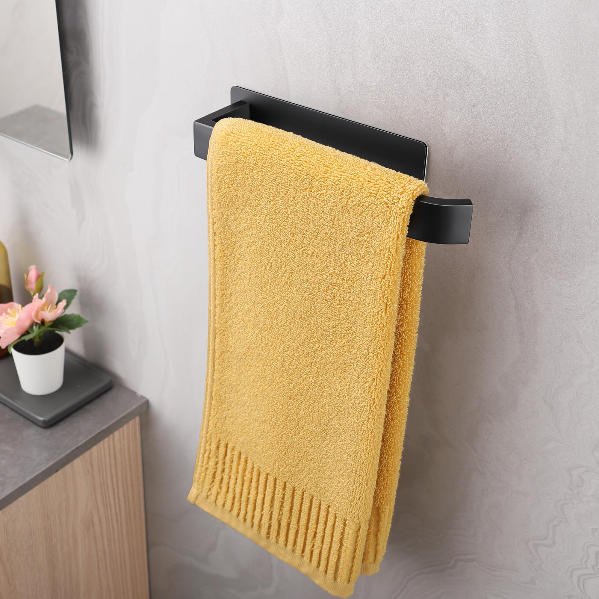 ALOCEO Toalleros de Baño sin Taladro Acero Inoxidable Toallero Adhesivo Negro 24cm — view 5