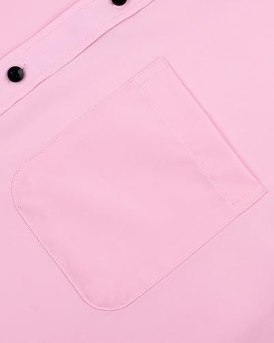 Miniatura 37 de Alimens & Gentle - Camisas de vestir con bolsillo y manga corta, de color liso y sin arrugas, estilo casual con botones, para hombres