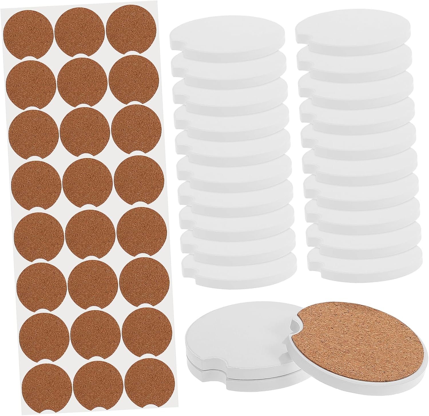 Vaguelly 24pcs Ceramic Car for Cup Holders Non- and Absorbent Fit for Vehicle Interior for Crafts and Sublimation Printing