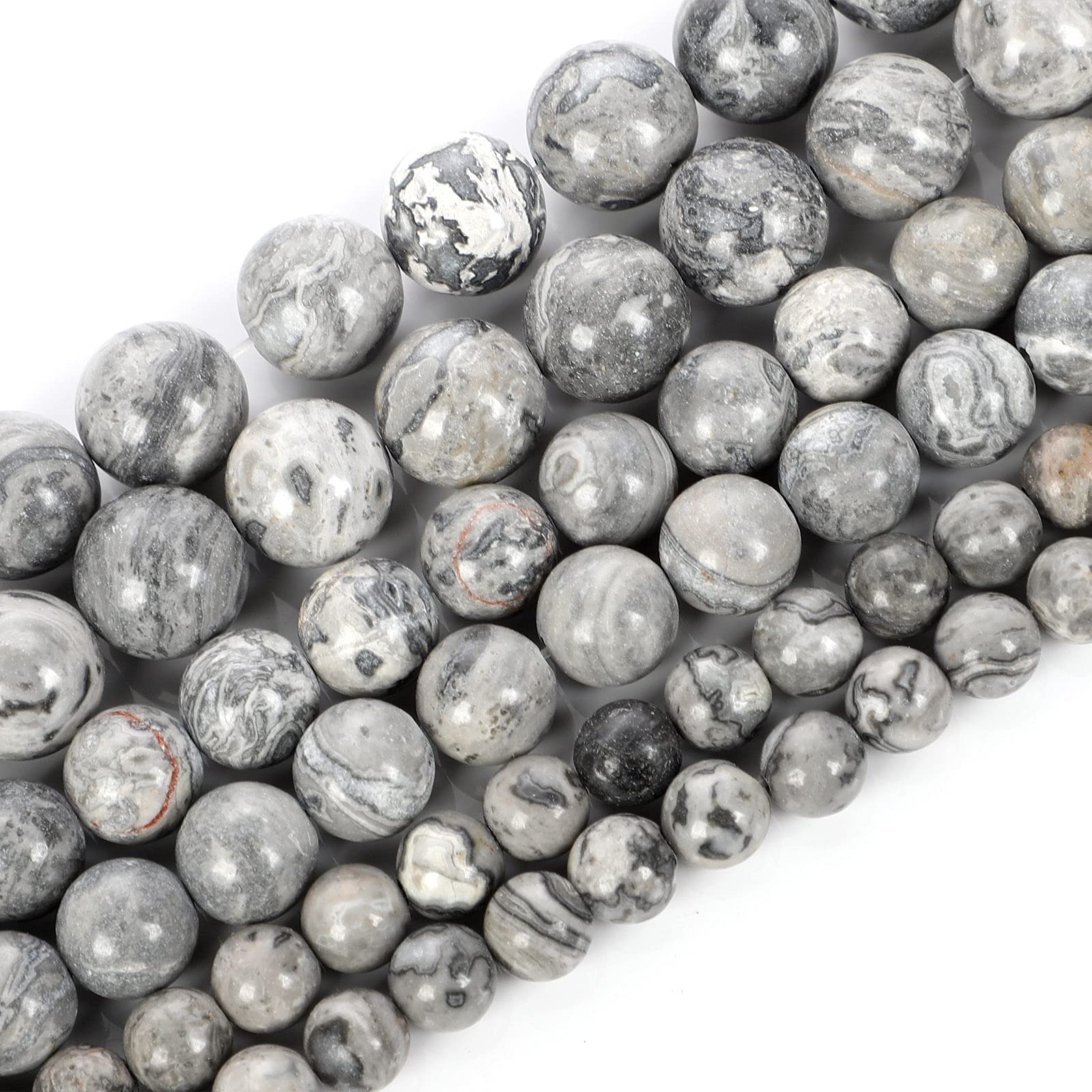 koraliki, Szary kamień mapowy luzem do wyrobu biżuterii, bransoletki DIY(12mm about 30 pcs)