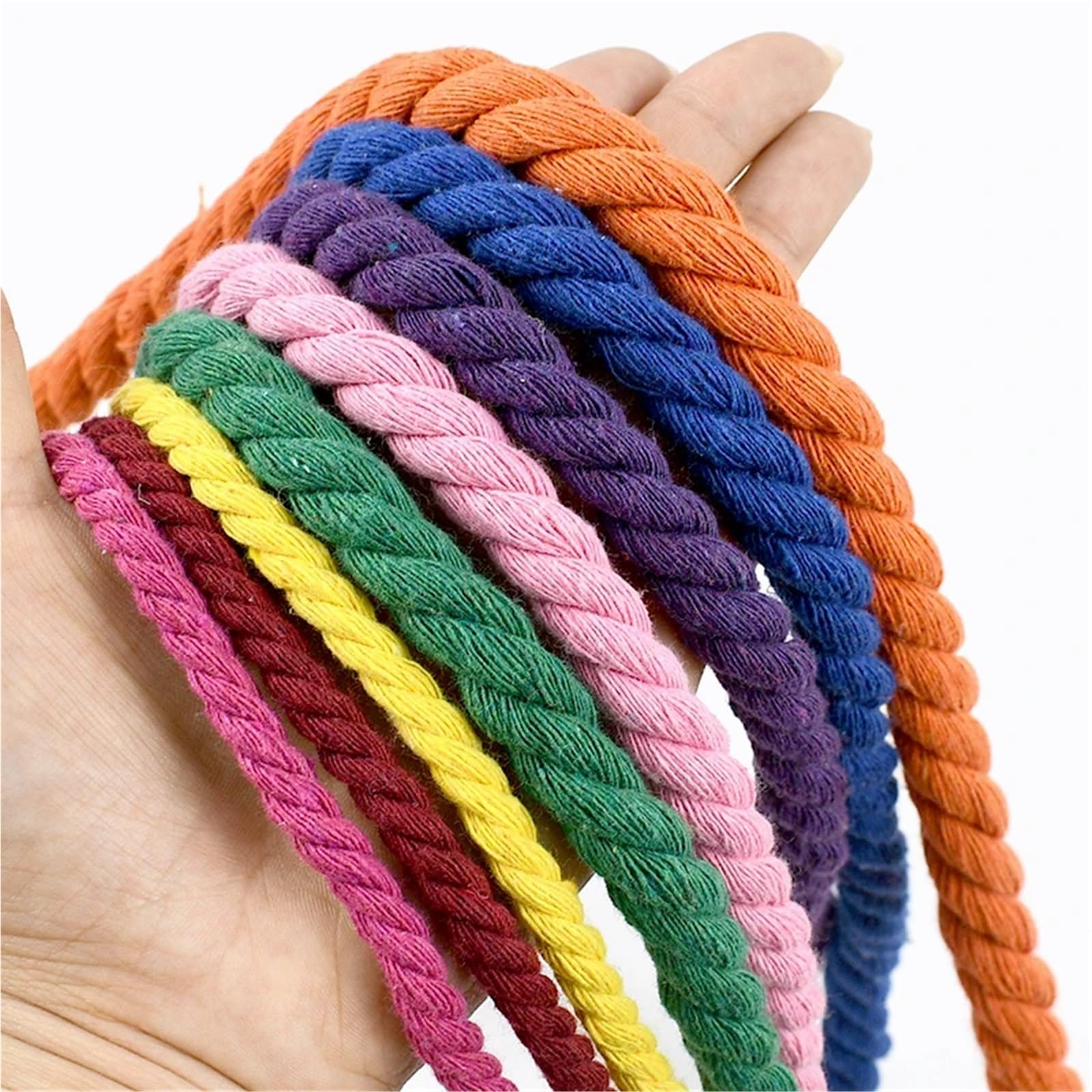 Cuerda de macramé Trenzada, cordón algodón Trenzado 3 hebras, 5-20 mm, 2-5 Metros, Multicolor(Pink,20mm2Meters)