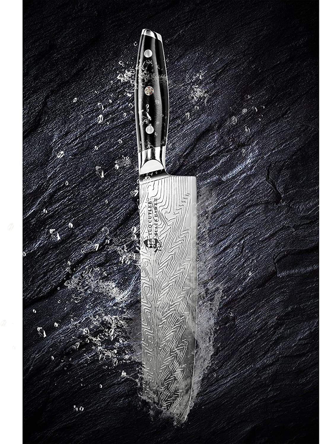 TUO Kiritsuke Chef Knife - Vegetable Cleaver Kitchen Knife 8.5-inch High Carbon Stainless Steel - Japanese Knives with G10 Full Tang Handle - Black Hawk-S Knives Including Gift Box