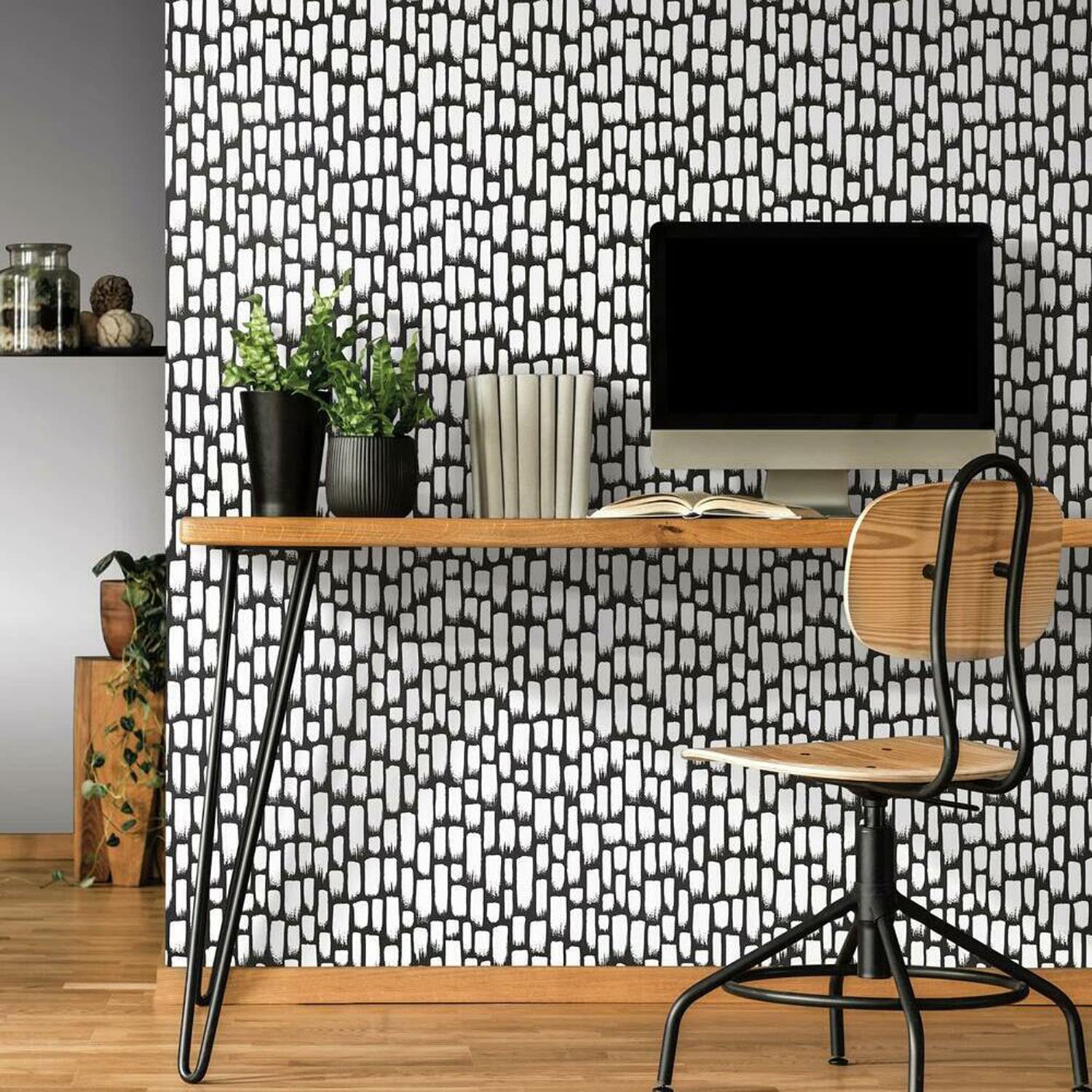RoomMates RMK11494WP Sumi-E Black Peel and Stick Wallpaper, Small Sample - Image 4