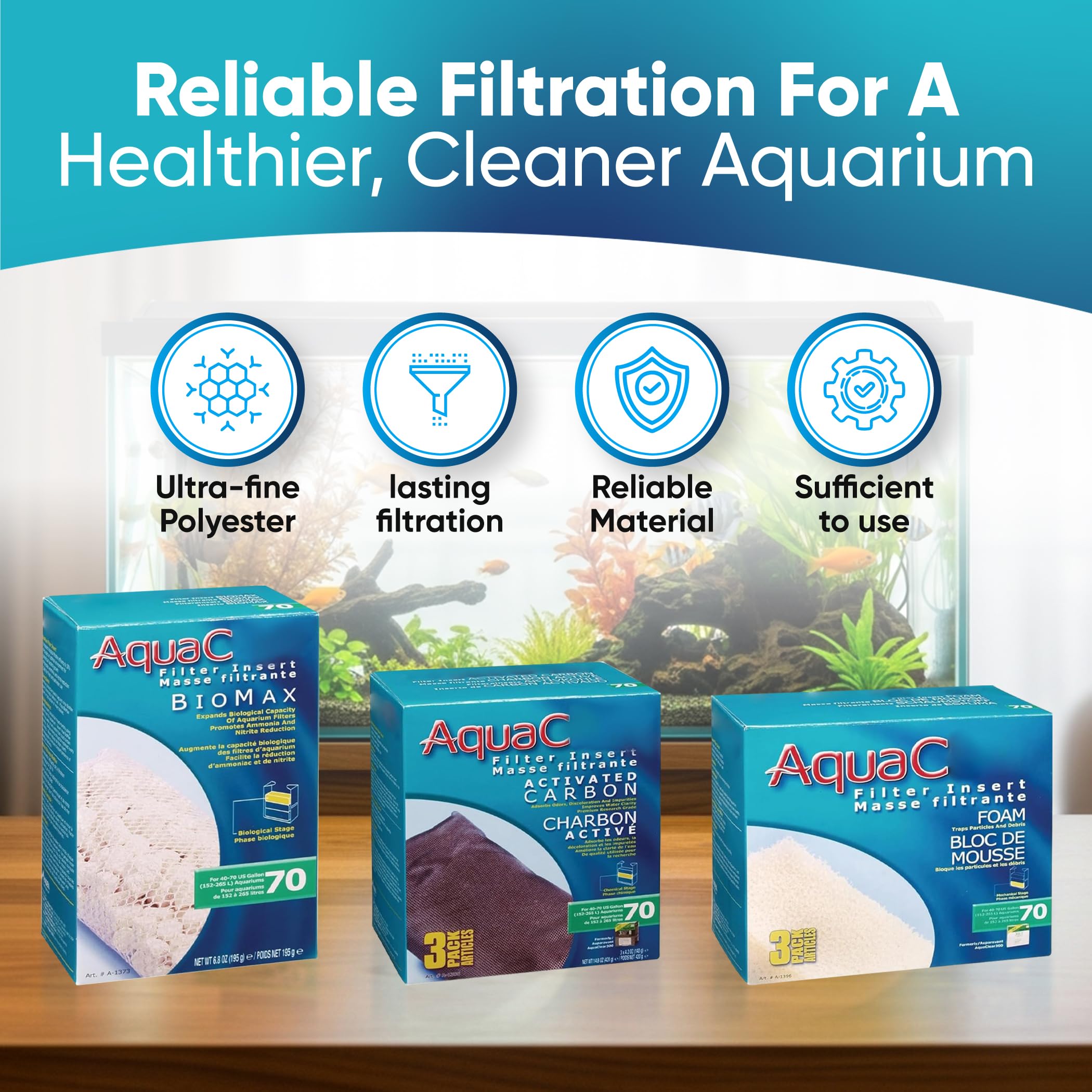 Fluval AquaClear 70 - Kit di manutenzione e sostituzione filtri filtranti, inclusi sacchetti a rete Trident Nova (carbone attivo Fluval AquaClear, BioMax Media, spugna filtrante in