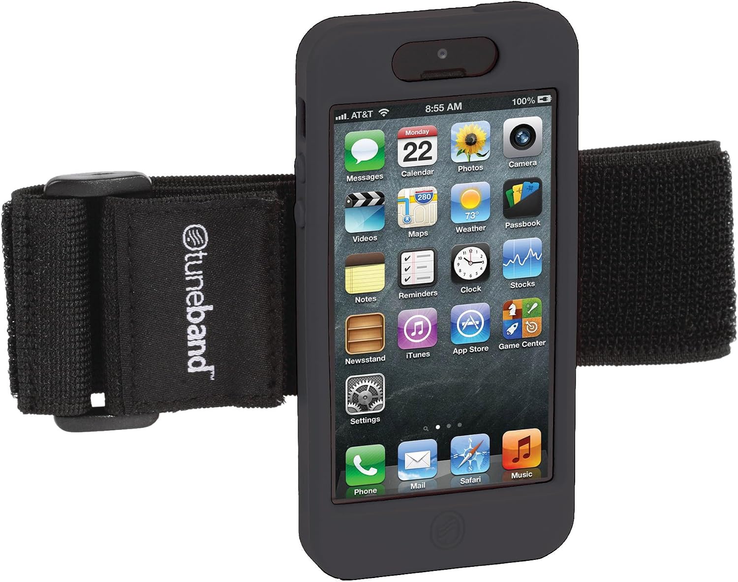 TuneBand for iPhone 5, Premium Sports Armband with Two Straps and Two Screen Protectors, Black