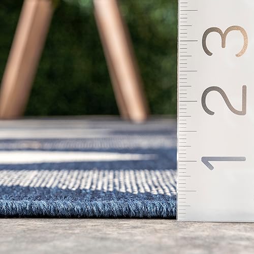 Miniatura 2 de nuLOOM Mickey - Alfombra geométrica para interiores y exteriores, 6 pies 7 pulgadas x 9 pies, color beige