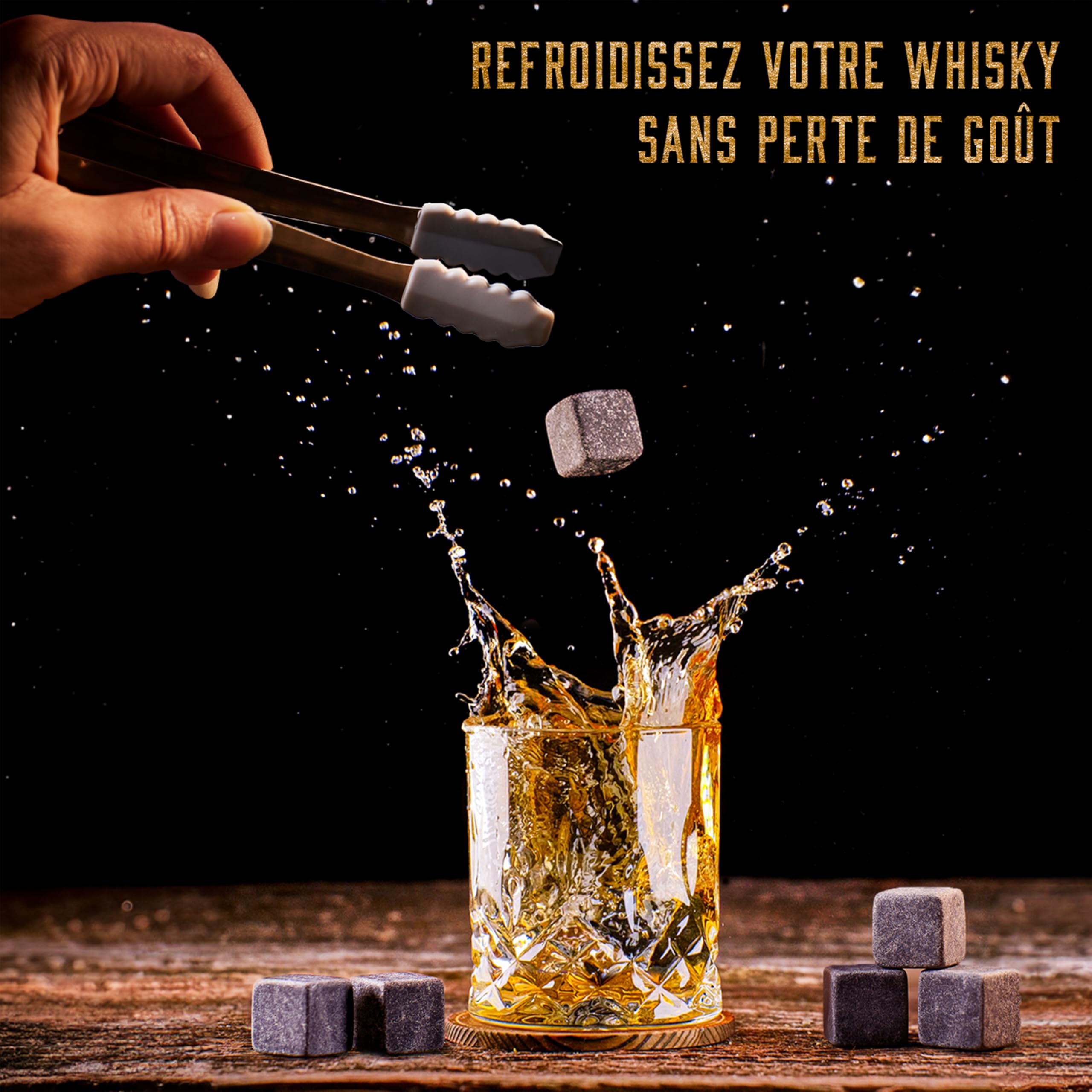 WHISISKEY Ensemble Carafe à Whisky - Coffret Cadeau à Whisky - Cadeaux pour Hommes - Cadeau d'anniversaire pour Homme - Carafe Classique 700 ML - 4 Verres à Whisky, 4 Pierres à Whisky