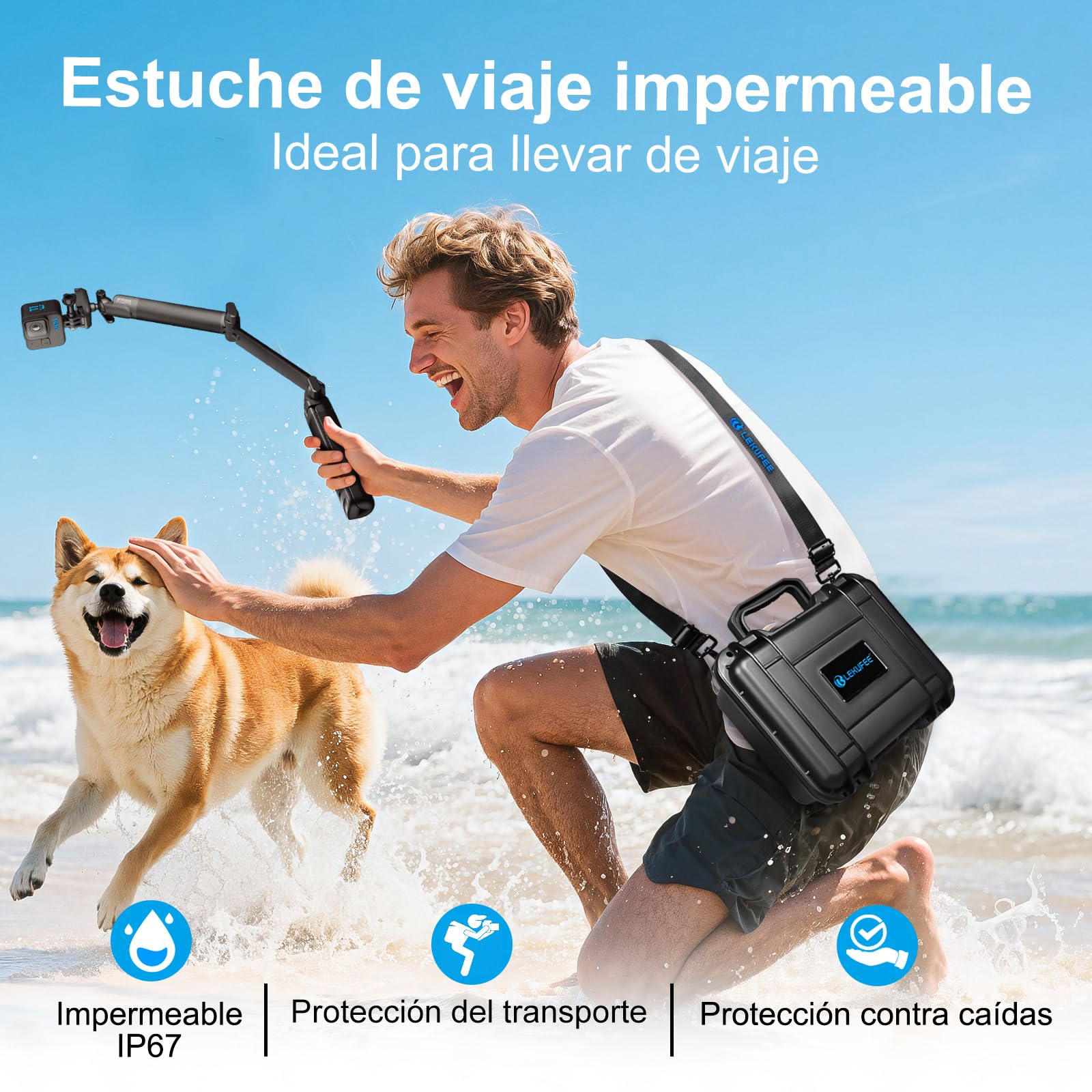 Lekufee Estuche Impermeable para GoPro Hero 13/12/11/10/9/8, Lit Hero,Hero 4K,Módulo Multimedia/Volta/Edición Creator/Cámara de Acción y Otros Accesorios (Solo el Maleta)