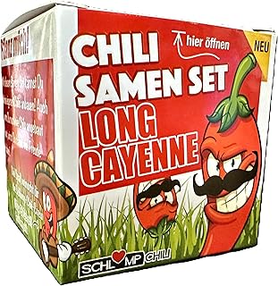 Schlump Chili Long Cayenne Samen rot Anzucht Set mit Quelltabs und Anleitung zum selbst Anbauen und Chilis züchten