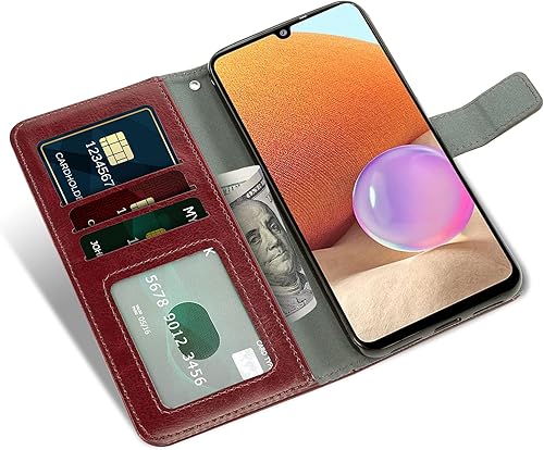 Miniatura 3 de Asuwish Funda compatible con Samsung Galaxy A32 4G de 6.4 pulgadas, protector de pantalla de vidrio templado y funda de piel con tapa para