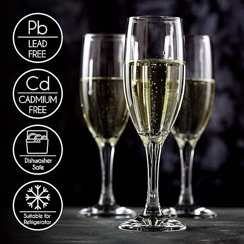 Miniatura 3 de Volarium Juego de 6 copas de champán, elegantes copas de cristal para vino espumoso, perfectas para Navidad, bodas, fiestas y cenas familiares,