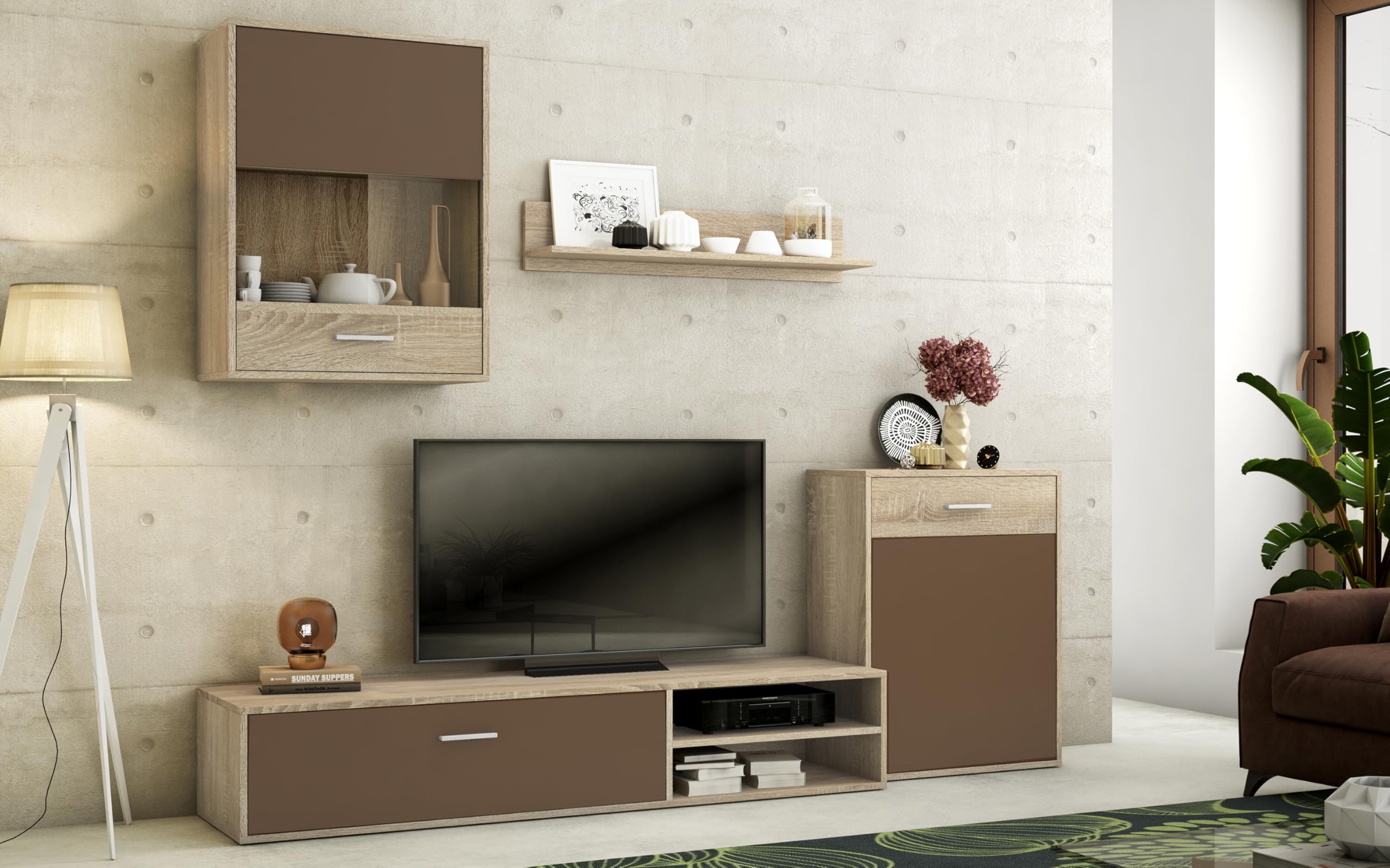 SHIITO | Modelo Harper - Composición de salón | Acabado en Cambria-Chocolate