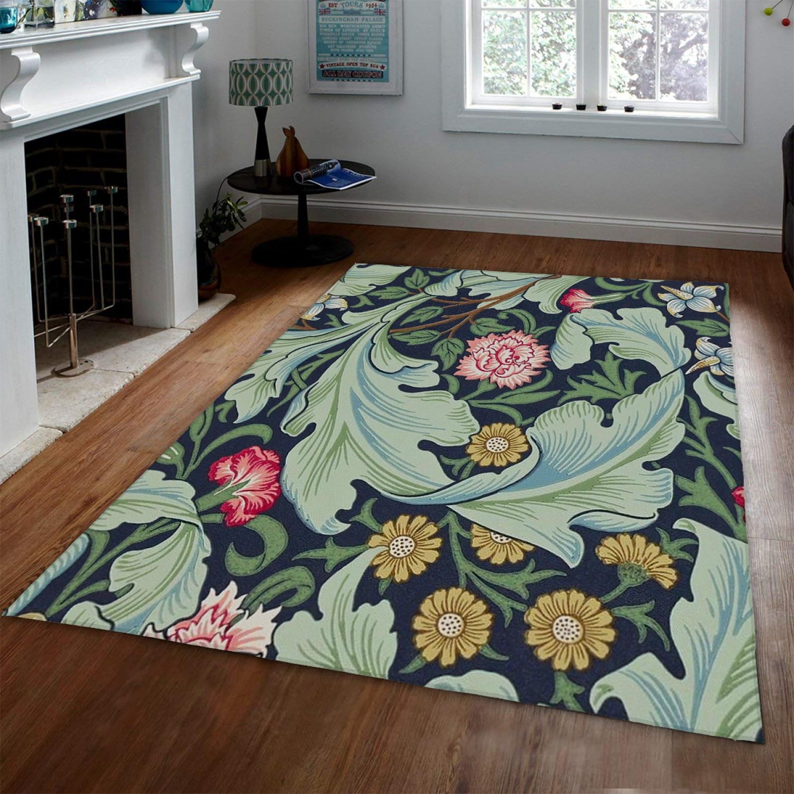 Tapis feuilles boheme floral grand format 120x210cm pour relooker une chambre ou un salon
