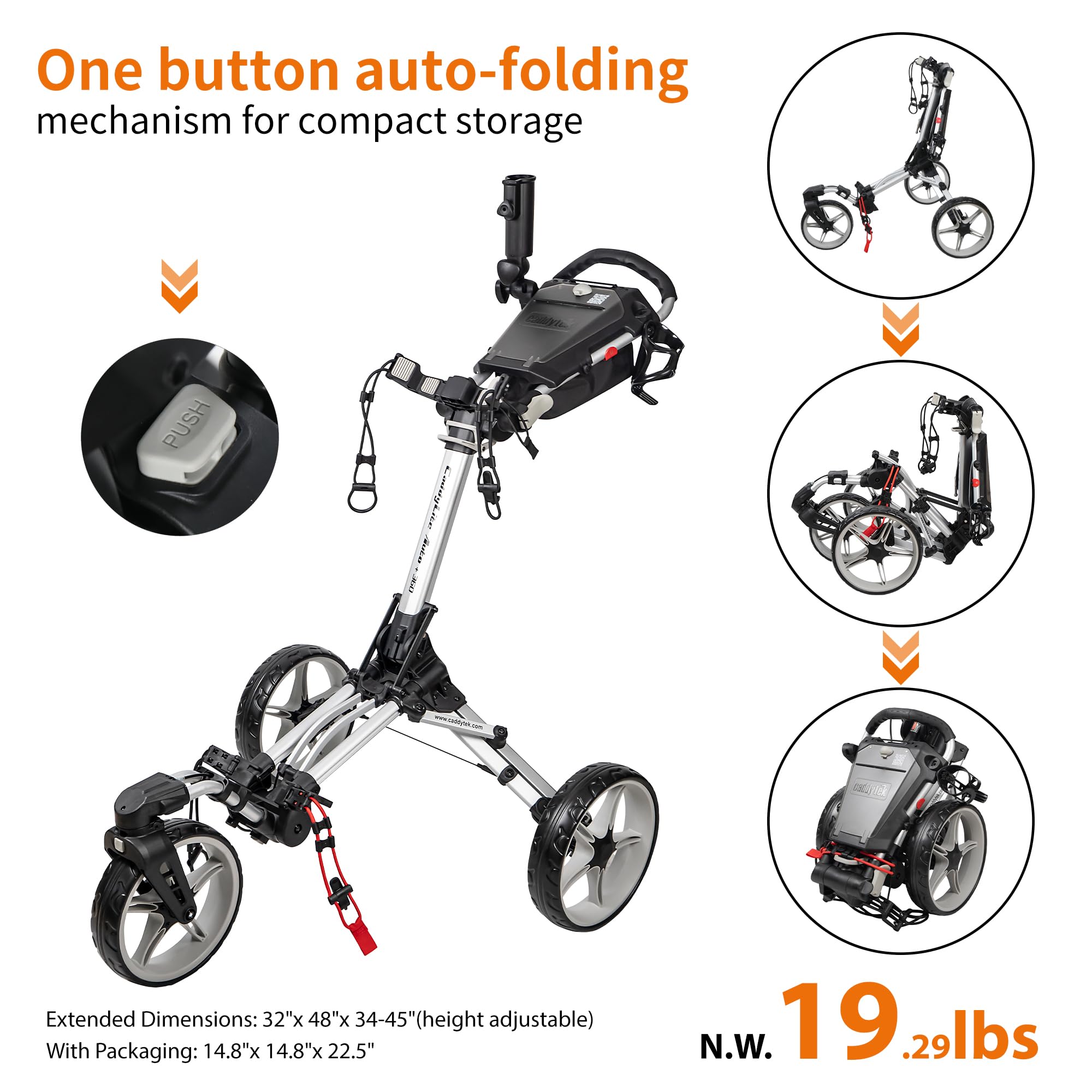 Amazon.co.jp: Caddytek CaddyLite Auto+360 ゴルフプッシュカート