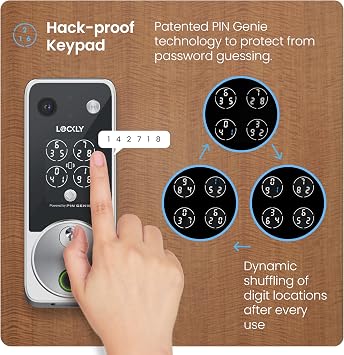 Lockly Vision Zeno Smart Lock with Video Doorbell Camera/Apple Home Key | Fingerprint Deadbolt for Front Door, PIN Genie Keypad, Voice/App Remote Control Control, 2 Rechargeable Batteries, IP65
