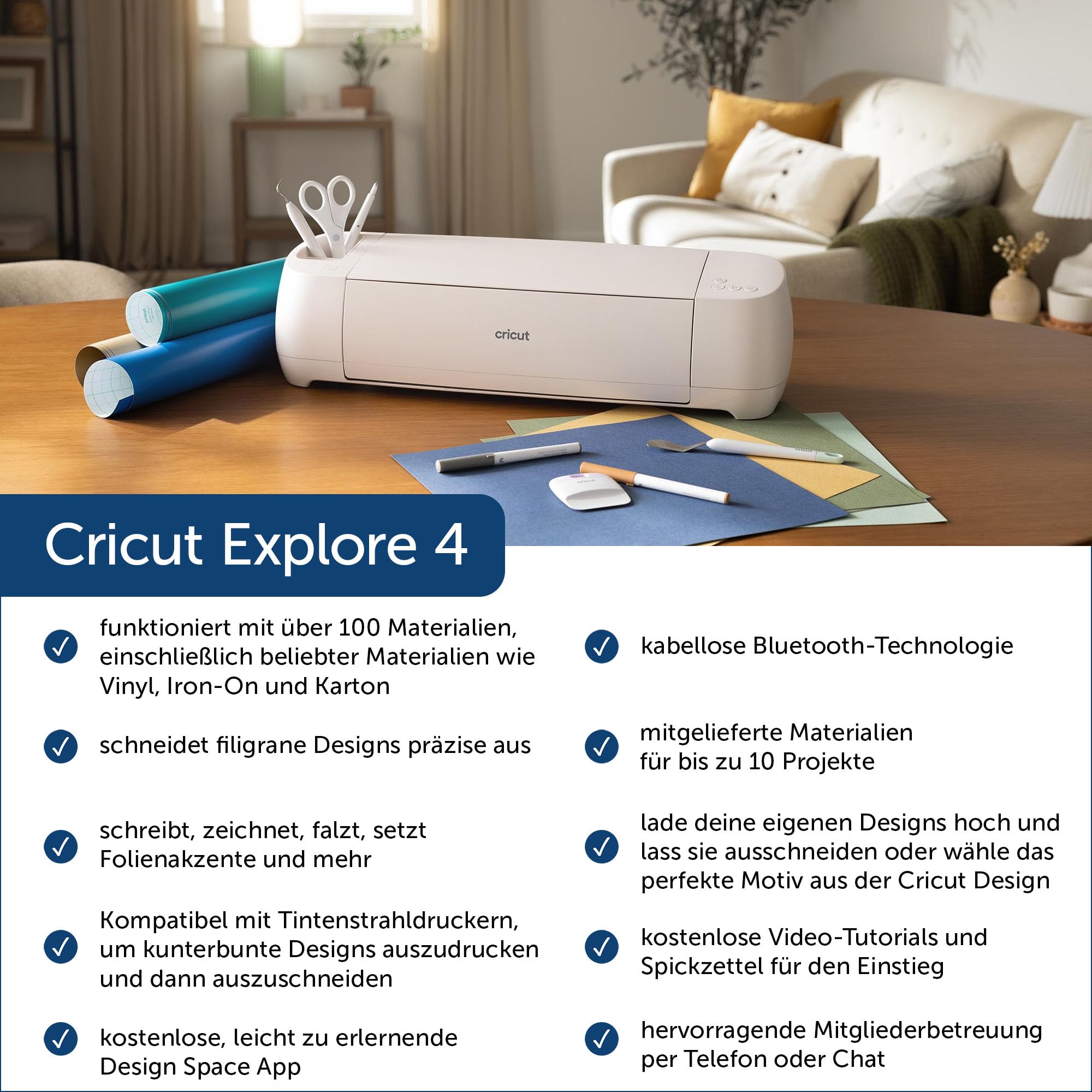 Cricut Explore 4 Essentials Bundle Schneideplotter Gestaltungsset Schnittbreite 29.7cm