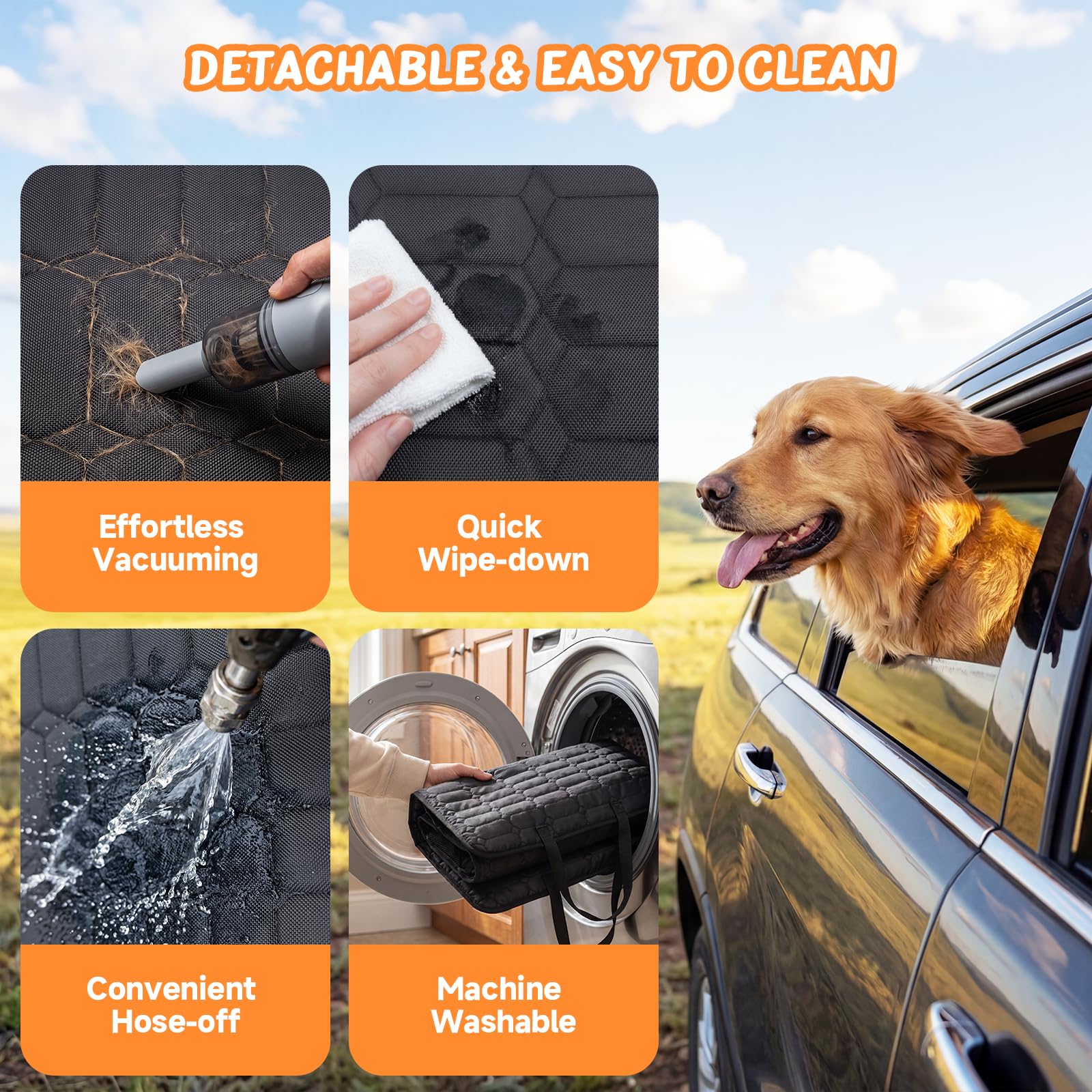 Extension de Banquette Arrière pour Chien, Housse de Siège Voiture avec Fond Rigide Supporte jusqu'à 204 kg, Lit de Voiture Pliable en Tissu Oxford 1680D Imperméable, pour SUV, Berline & Break