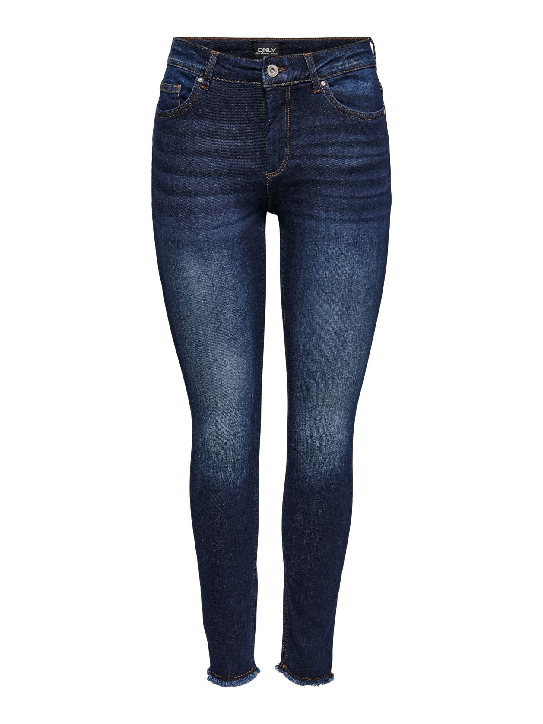 ONLY ONLPower Women's Mid Push Up Skinny Jeans, Dark Blue Denim, M / 30L