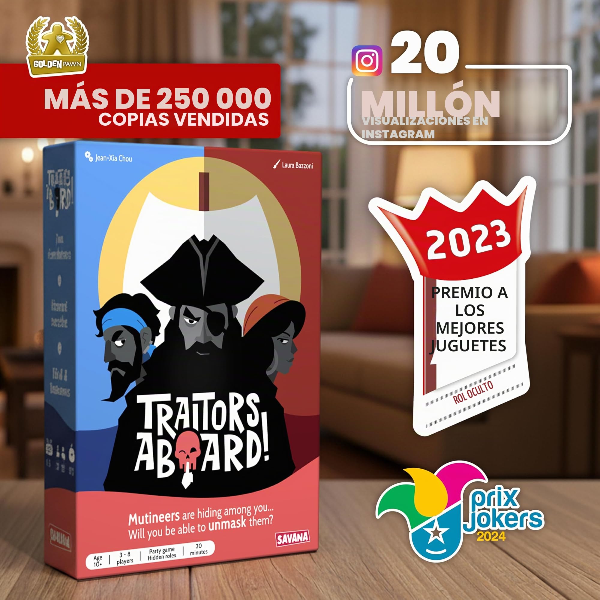 Juego de traidores a bordo - Juego galardonado de fiesta de identidad secreta - Diversión, estrategia, farol y traición | Fácil de aprender, ronda de 15 minutos | Juegos populares para 3-8 jugadores