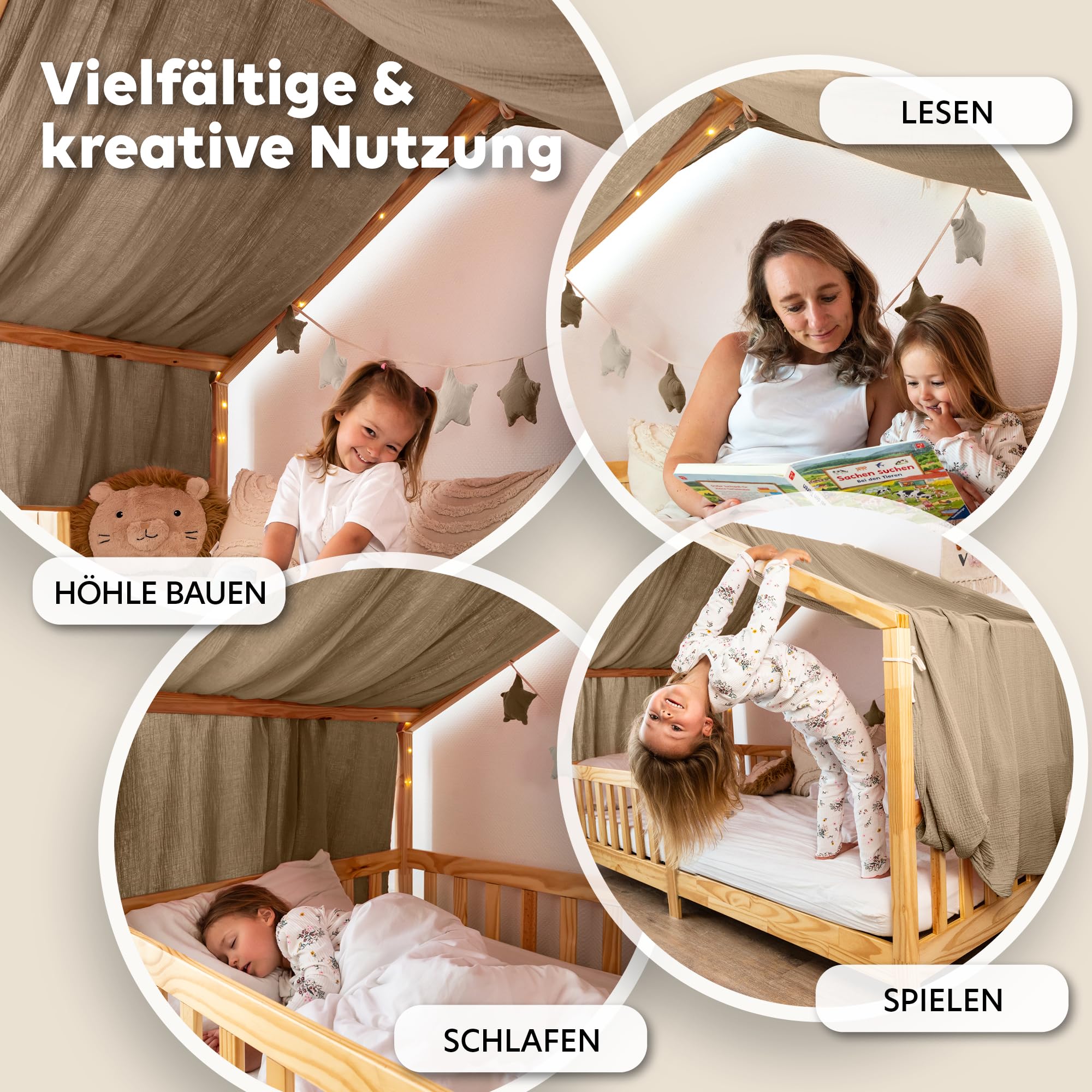 lilimaus Hausbett Himmel [in 12 Farben] Betthimmel Hausbett aus 100%