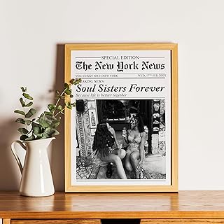 Custom Newspaper Print for Best Friends, Personalized Newspaper Poster, Funny Birthday Gift for Sisters, Unique Friendship Wall Art, Photo Print Decoration, Modern Girly Room Decor (No Frame)