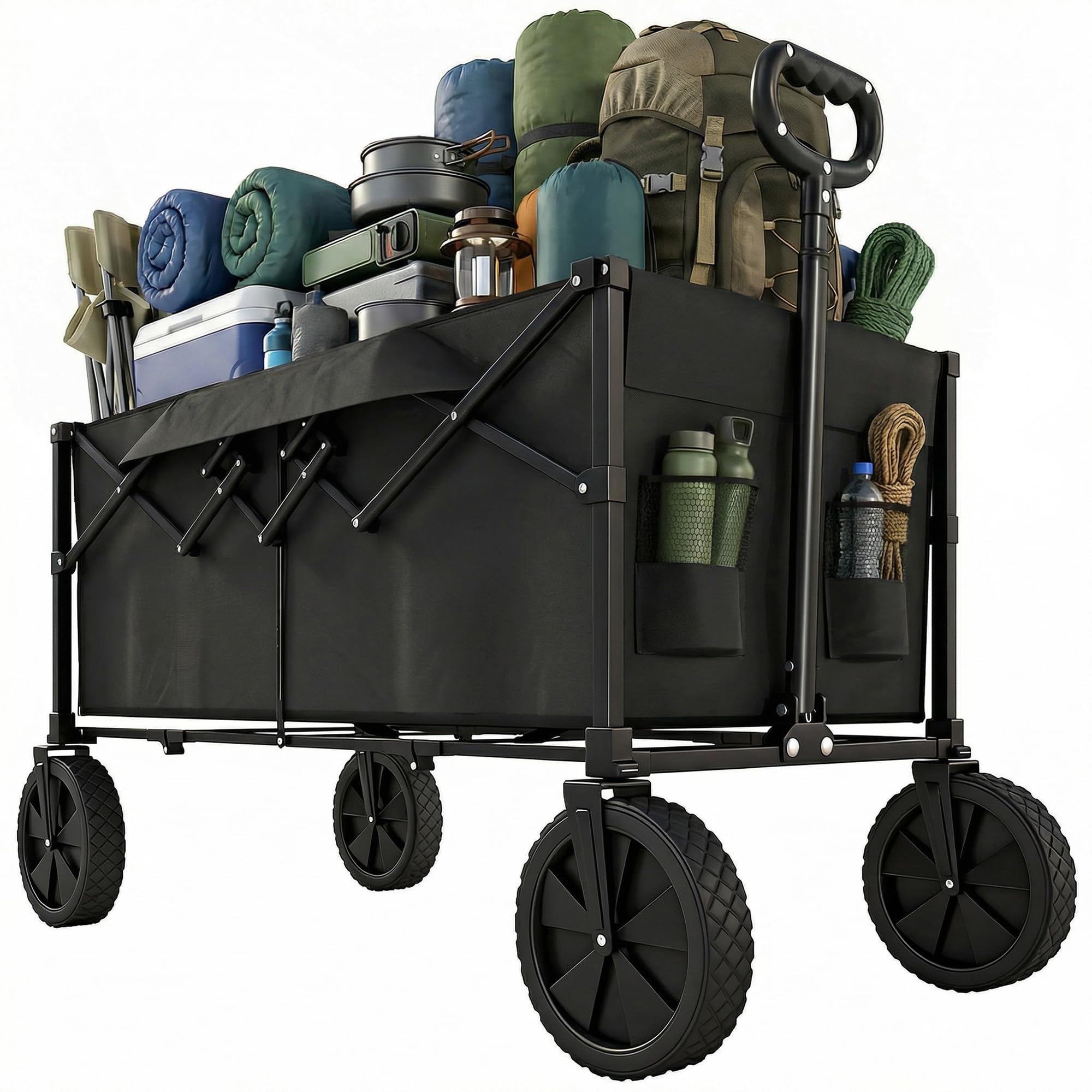 Outsunny 95L Foldable Trolley on Wheels - Black