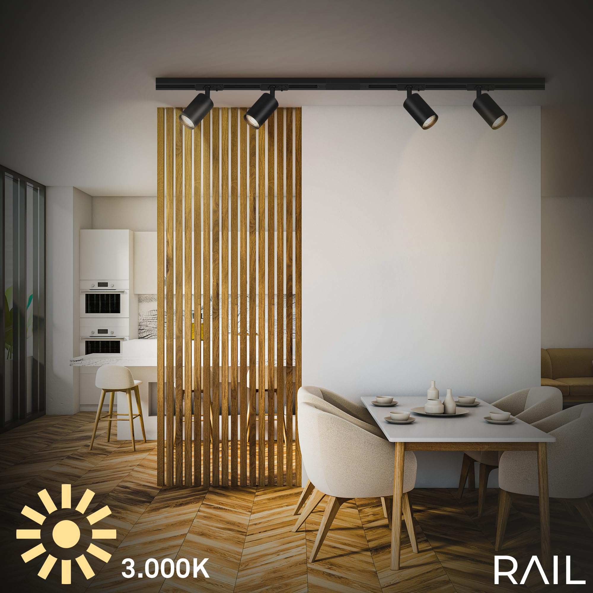 BRILONER - Système de rail Rail set complet, 6x GU10 spots orientables, forme L, système de rail d'éclairage plafond, rail de spot, lampe de plafond, plafonnier, spotlight, 2,25m, noir