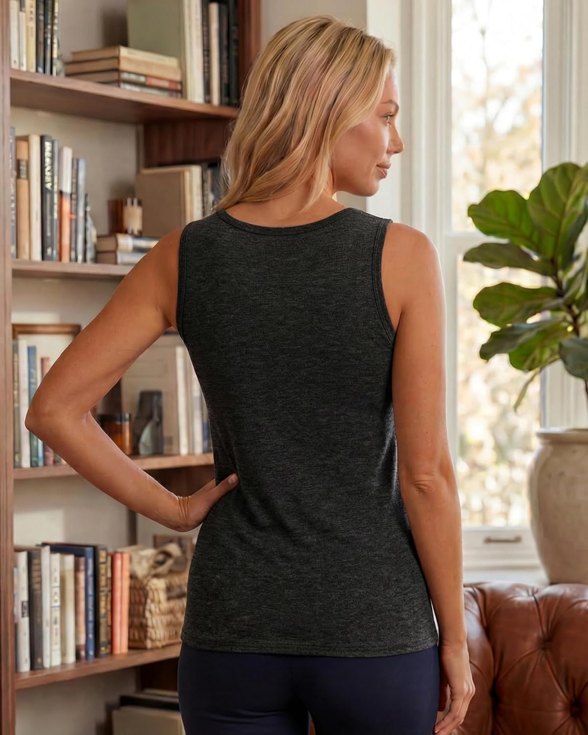 2 Pack Merino Wool Tank Top Women, V Neck Wool Base Layer Sleeveless, Active Lightweight Breathable Undershirt