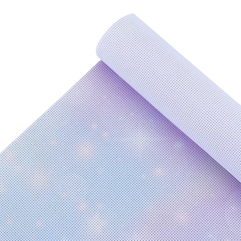 BENECREAT 500x1500mm/19.7x59inch 14 Count Aida Cloth, Cross Stitch Fabric, Embroidery Cloth for Handicraft Projects Such as Hand Embroidery, Needlework Starry Sky Printed Patterns