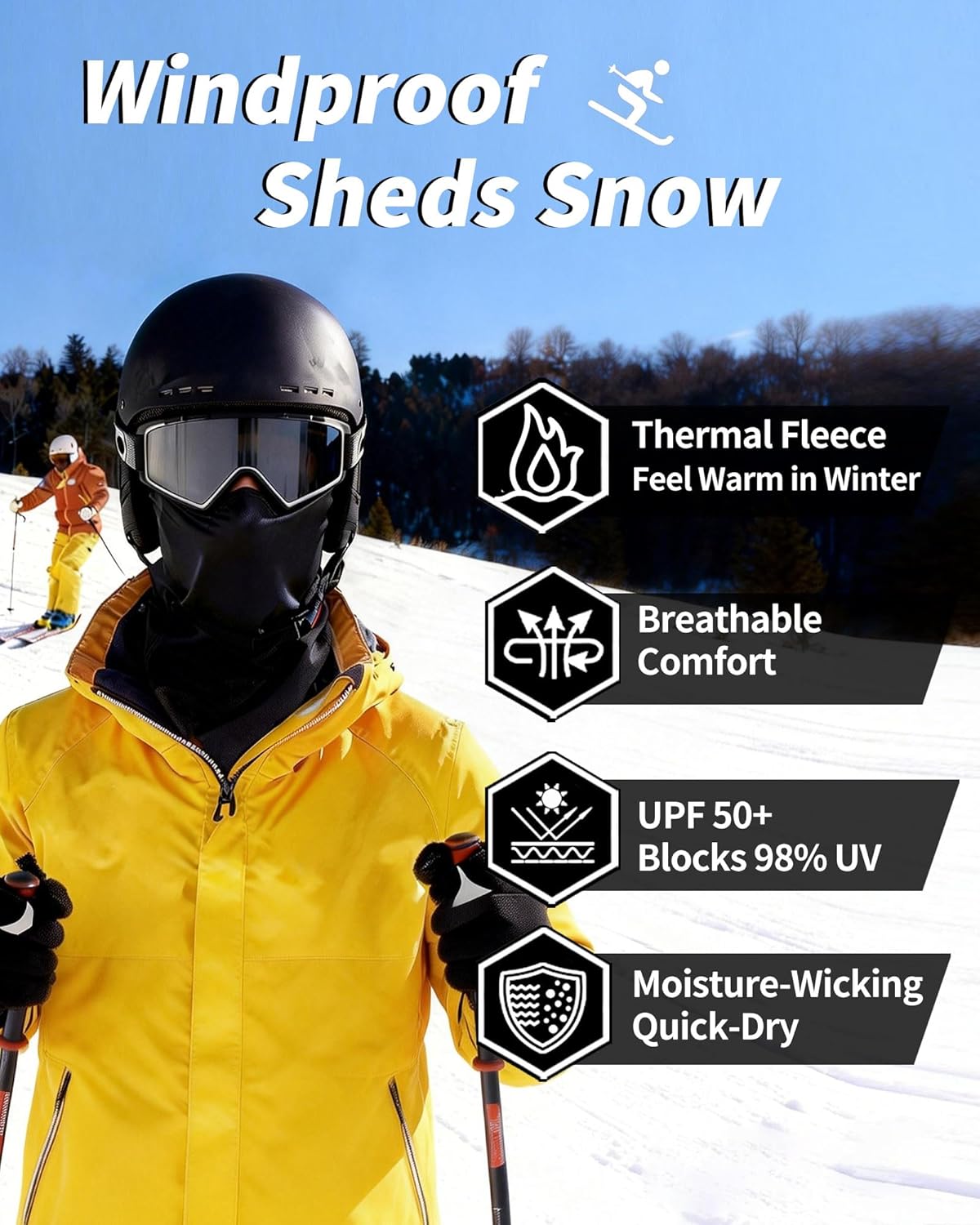 Balaclava Ski Mask for Men & Women – Lightweight Fleece-Lined Thermal Face Cover, Windproof, Snow-Proof & UPF 50+, Cold Weather Gear for Skiing, Snowboarding, Cycling & Motorcycle - Image 3