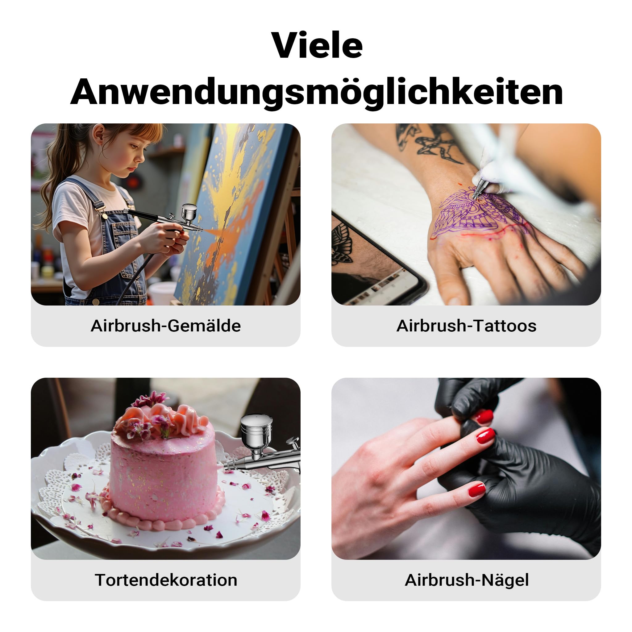 Wiltec HS-A9K Kompressor Set 1,5 bar Autostop, Airbrush Set inkl. verschiedener Düsen, Kompressor Zubehör Set 12 V, Druckluft Kompressor mit Air Brush